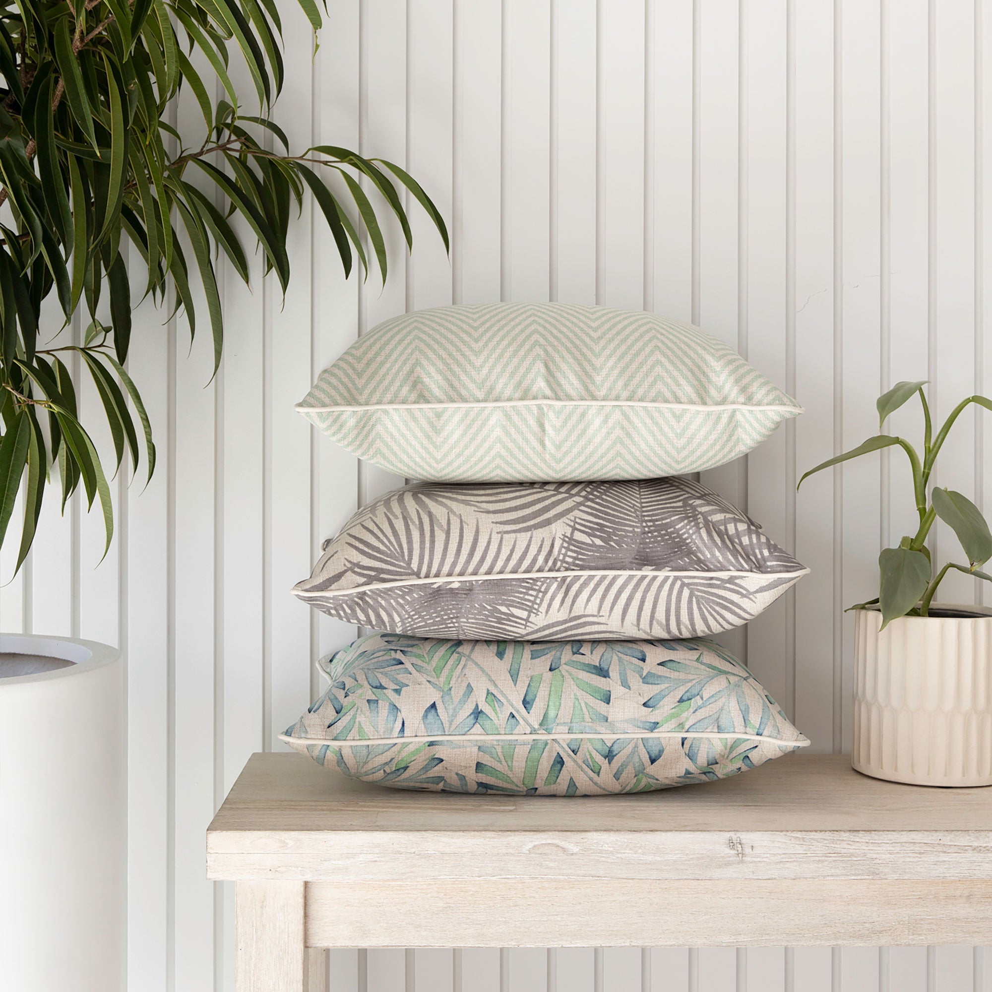 Cushion Cover-With Piping-Zig Zag Pale Mint-45cm x 45cm