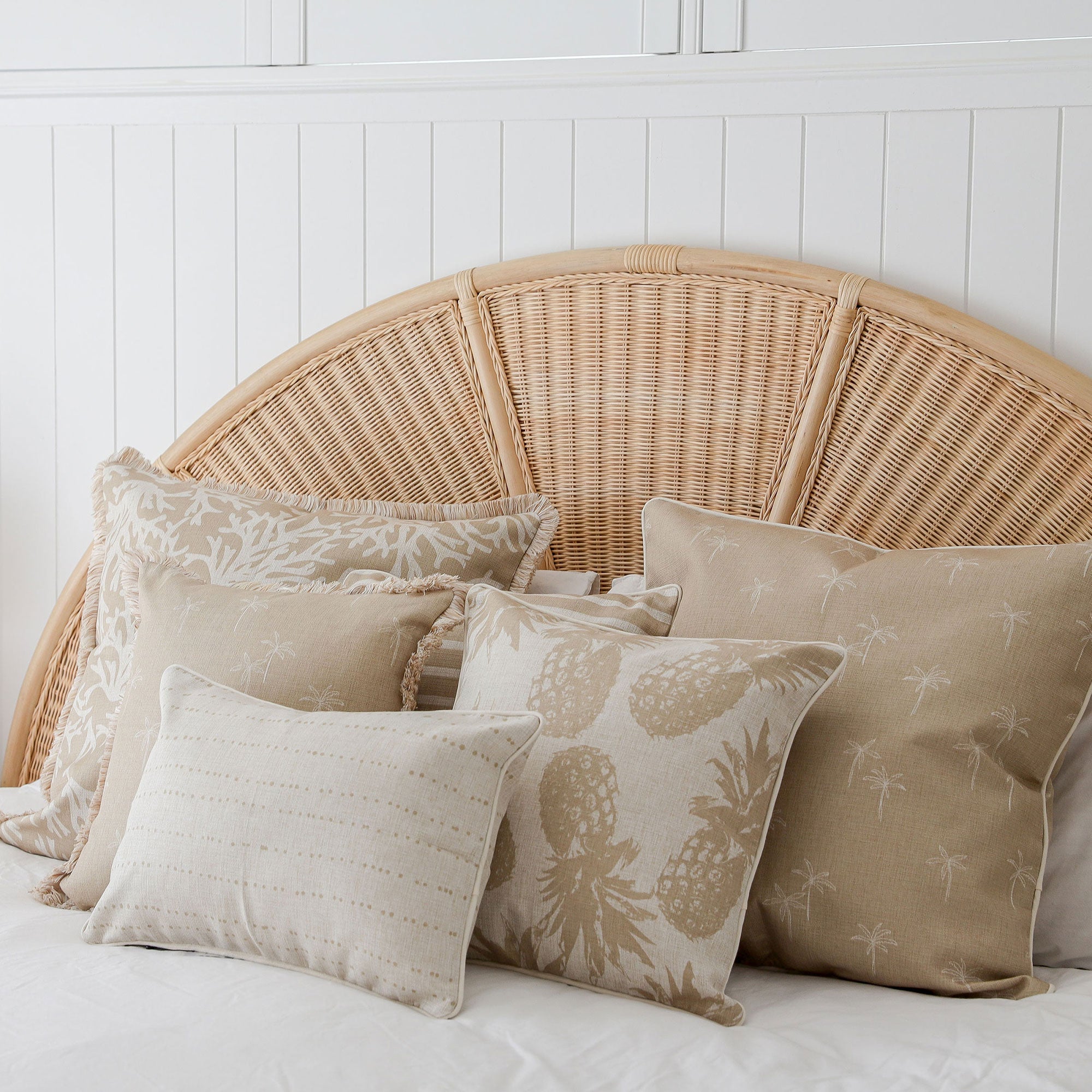 Cushion Cover-With Piping-Pineapples Beige-45cm x 45cm