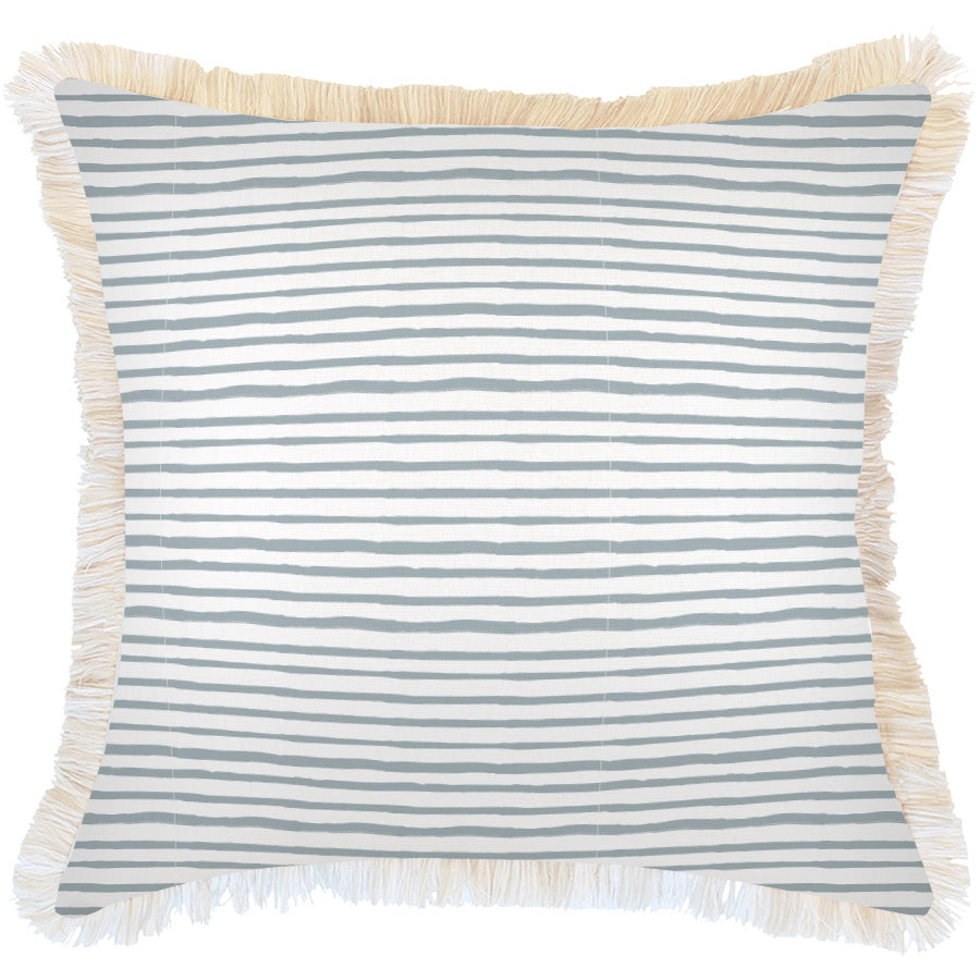Cushion Cover-Coastal Fringe-Paint Stripes Smoke-60cm x 60cm