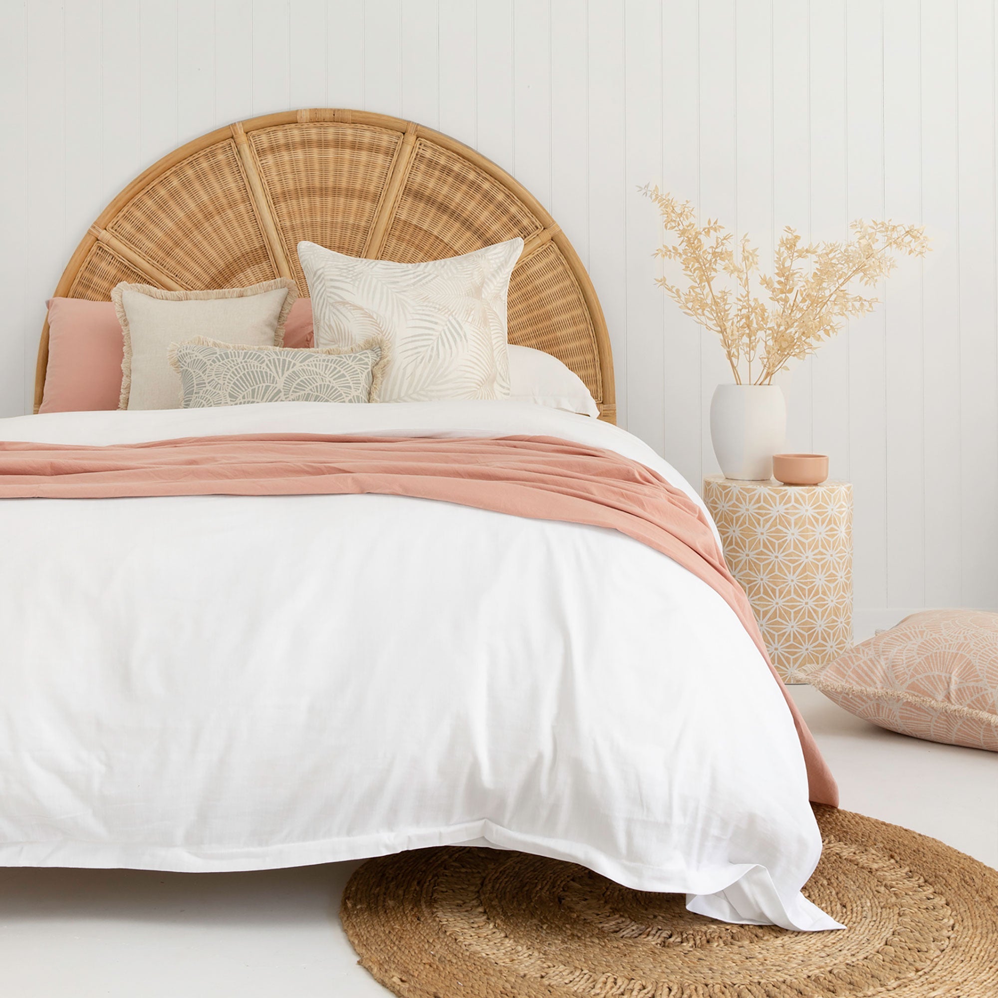 Cushion Cover-Coastal Fringe Natural-Positano Blush-45cm x 45cm
