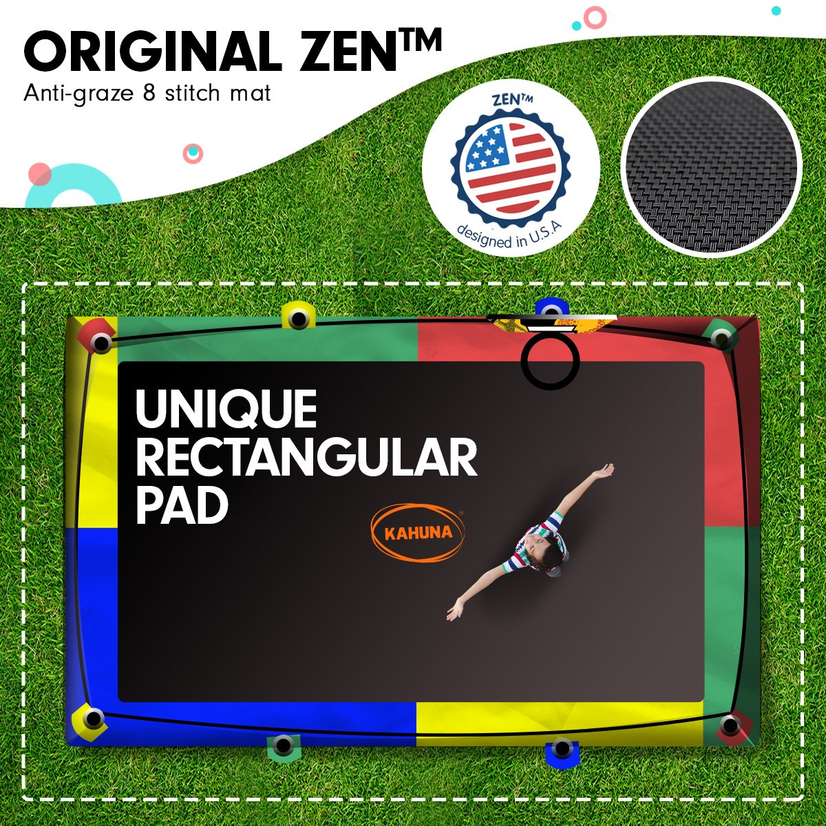 Kahuna 8ft x 11ft Rectangular Trampoline Rainbow Free Safety Net Spring Pad Cover Mat Ladder
