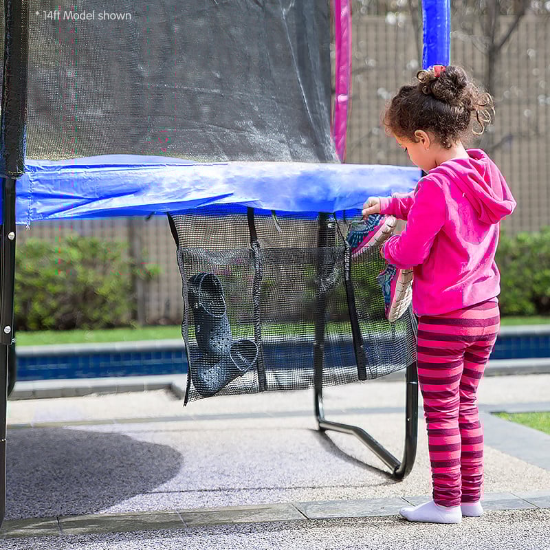 Kahuna 14ft Outdoor Trampoline Kids Children With Safety Enclosure Pad Mat Ladder Basketball Hoop Set - Rainbow