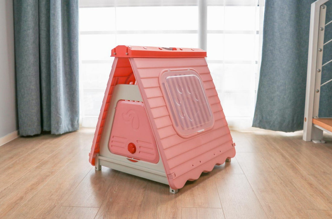 YES4PETS Small Plastic Pet Dog Puppy Cat House Kennel With Door Green main image 1