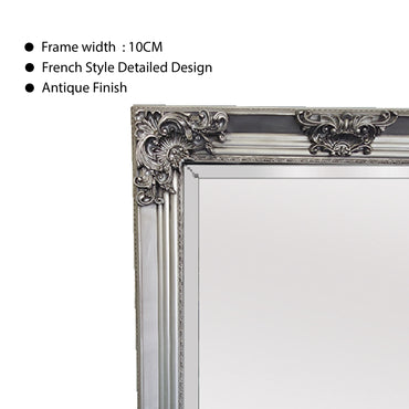 Deluxe French Provincial Ornate Mirror - Antique Silver - 90cm x 170cm