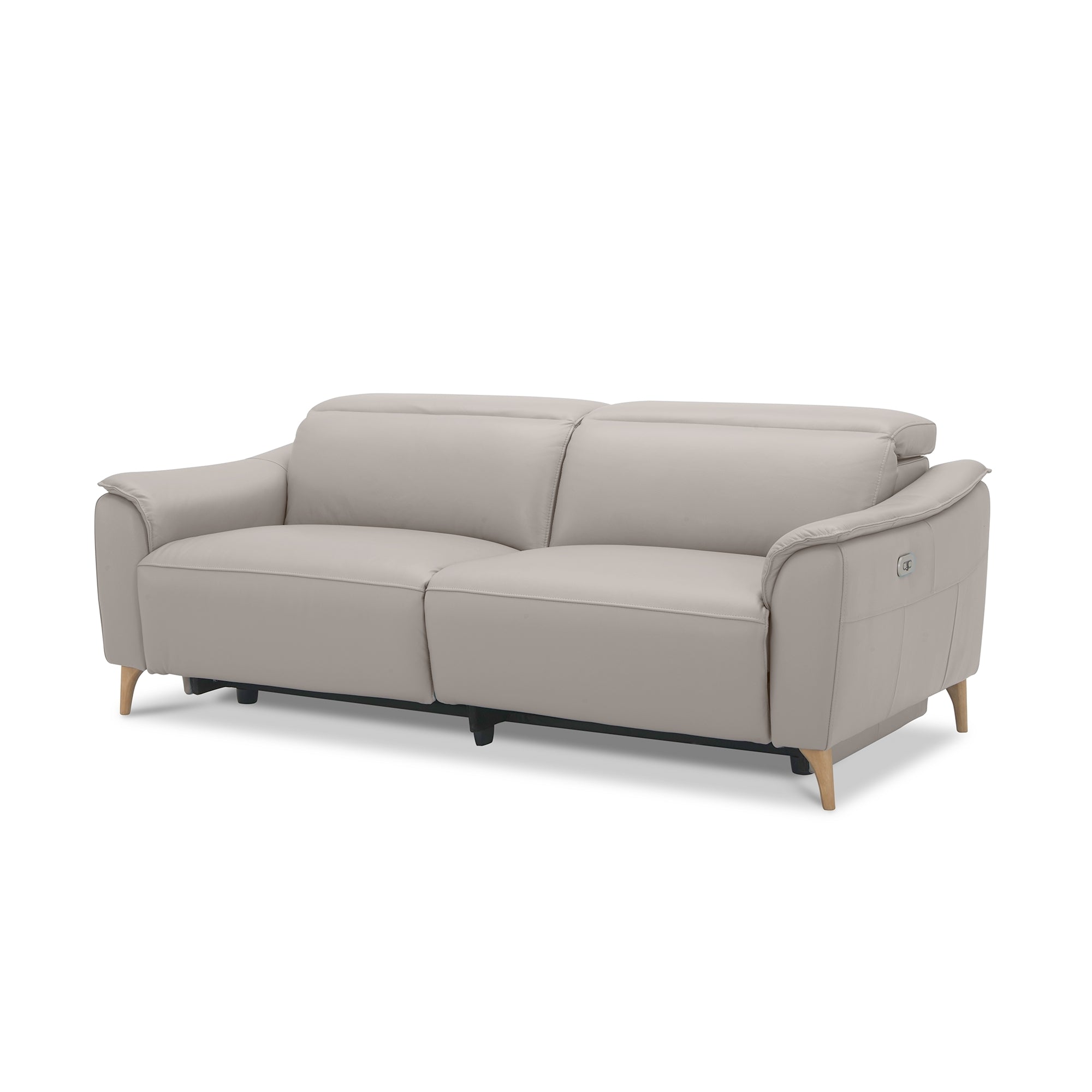 Inala 2.5 Seater Genuine Leather Sofa Lounge Electric Powered Recliner Light Grey