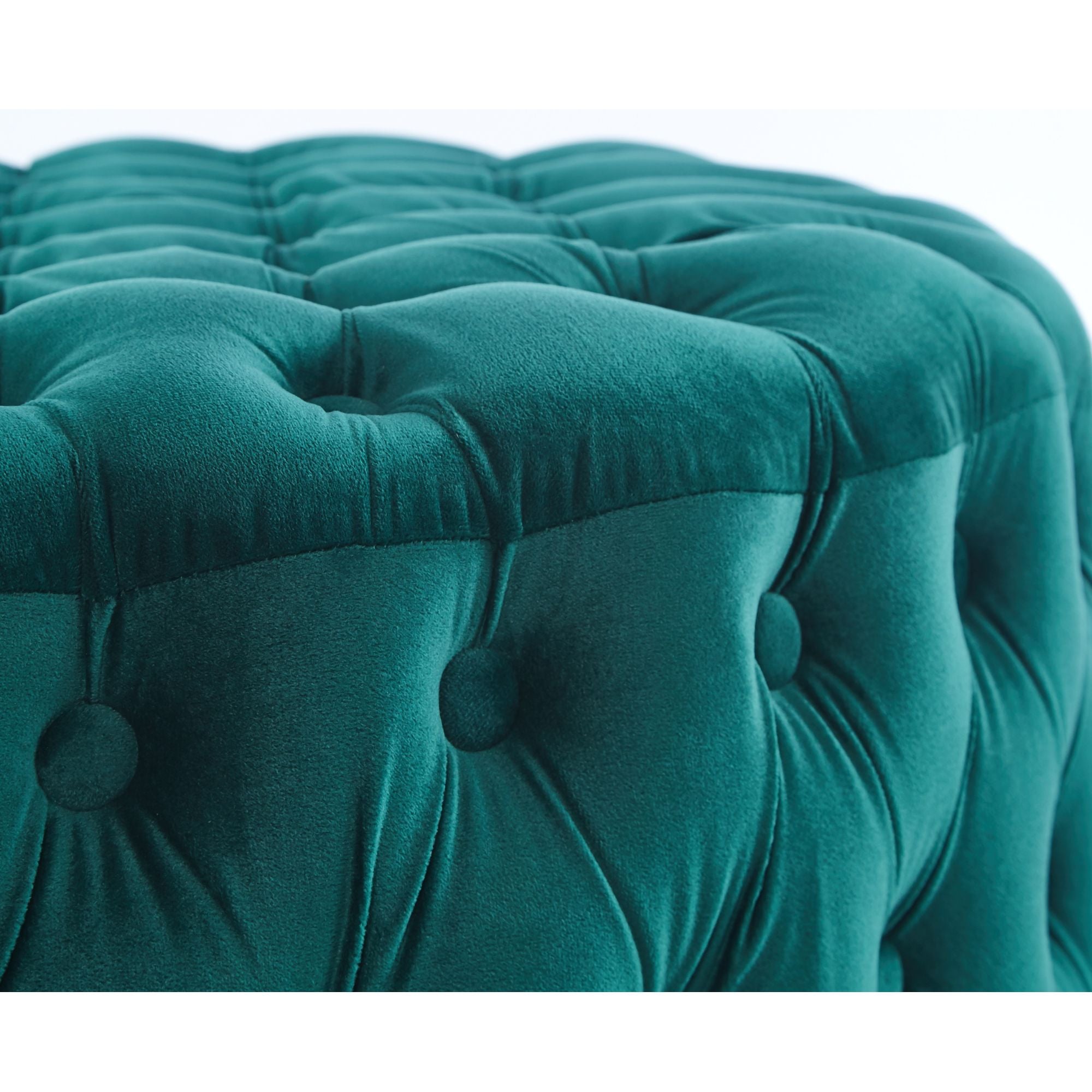Cosmos Tufted Velvet Fabric Round Ottoman Footstools - Green