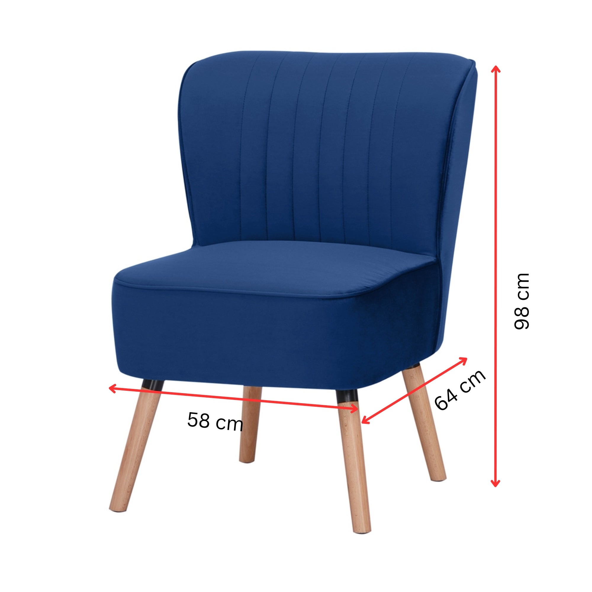 Drew Set of 2 Sofa Accent Chair Fabric Uplholstered Lounge Couch - Dark Blue