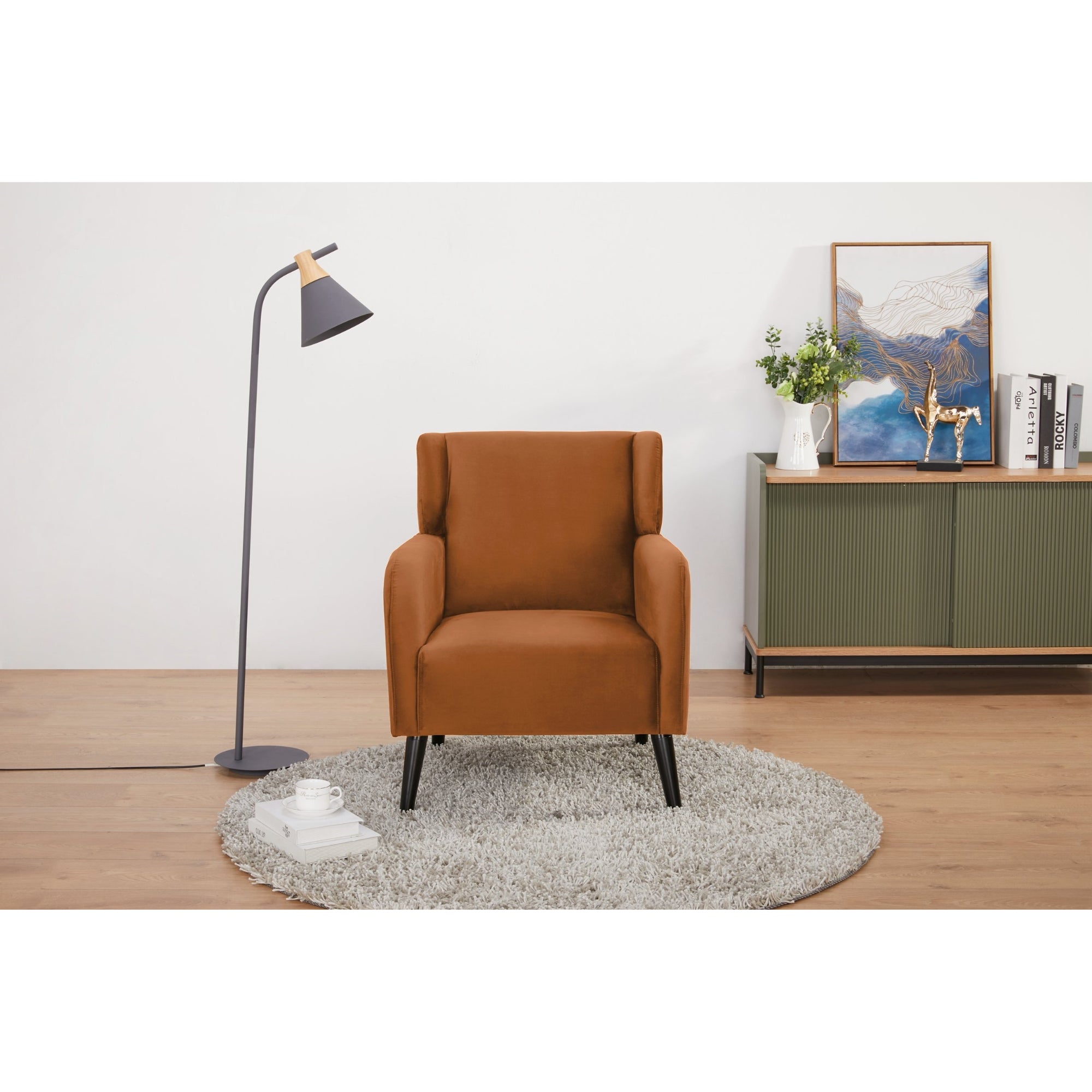 Bianca Accent Sofa Arm Chair Fabric Uplholstered Lounge Couch - Orange