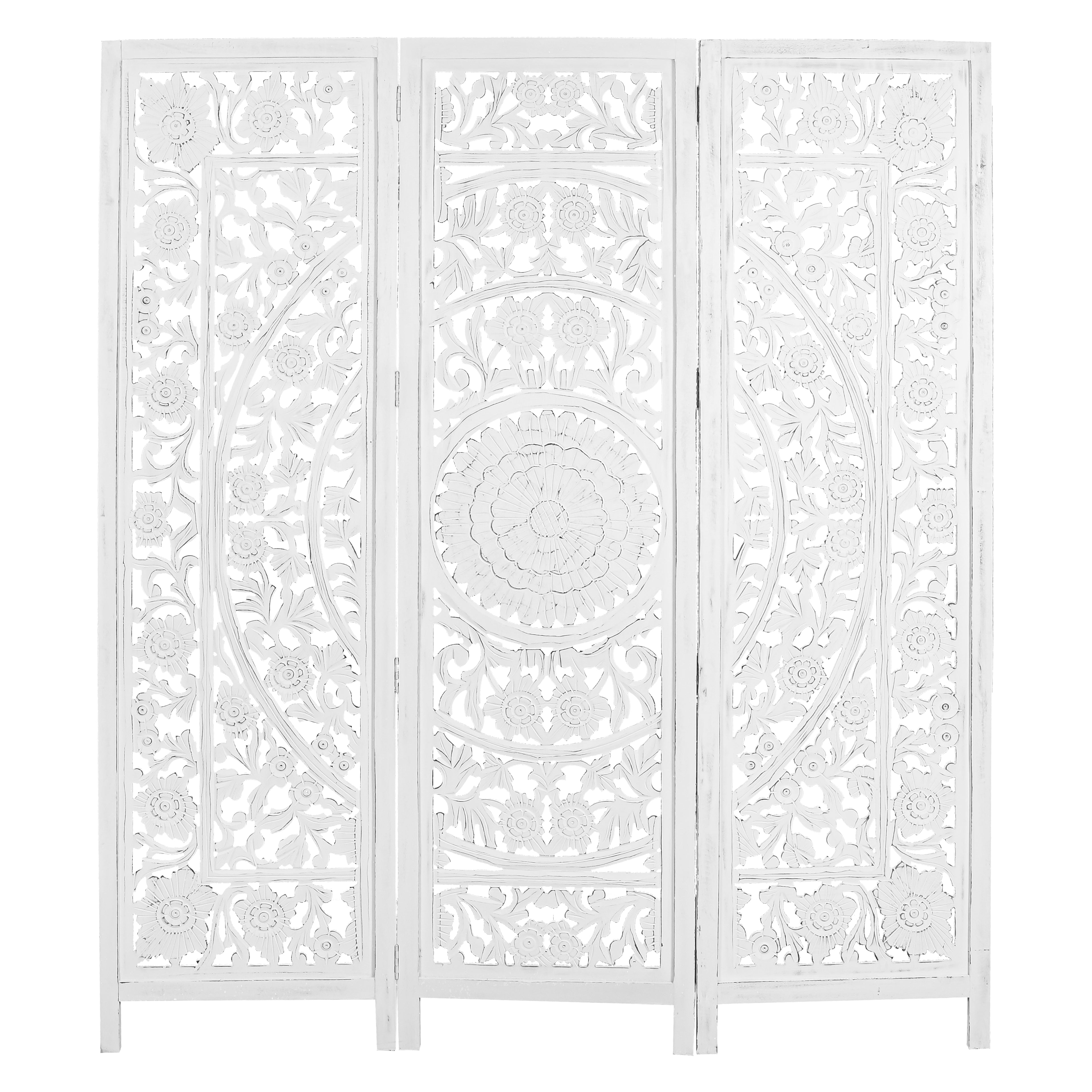 Jans 3 Panel Room Divider Screen Privacy Shoji Timber Wood Stand - White