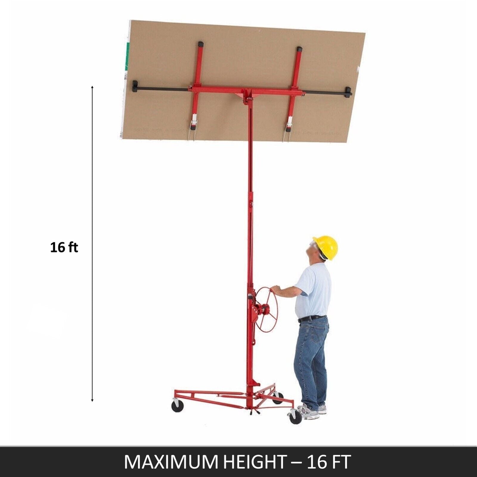 16FT Drywall Gyprock Panel Lifter Plaster Board Sheet Hoist Lift Plasterboard