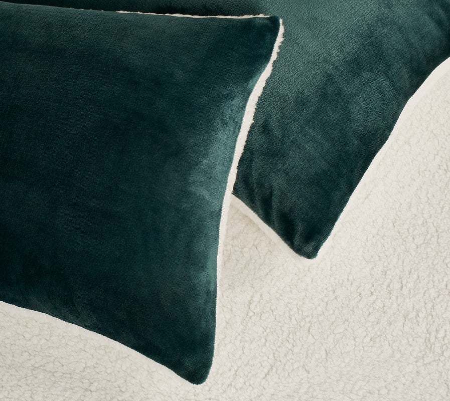 2-in-1 Teddy Sherpa Quilt Cover Set (Emerald Green, Single)