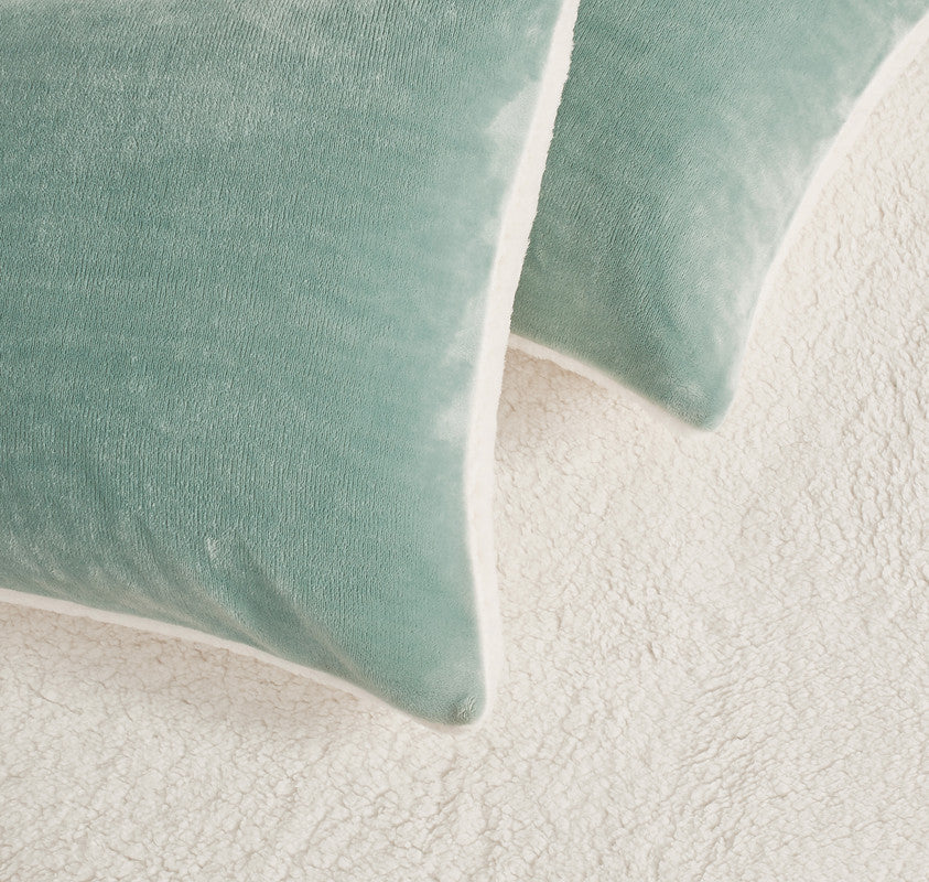 2-in-1 Teddy Sherpa Quilt Cover Set (Sage Green, Single)