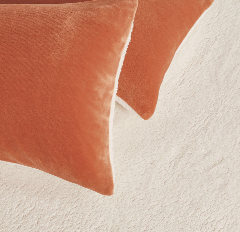 2-in-1 Teddy Sherpa Quilt Cover Set (Terracotta, Double)