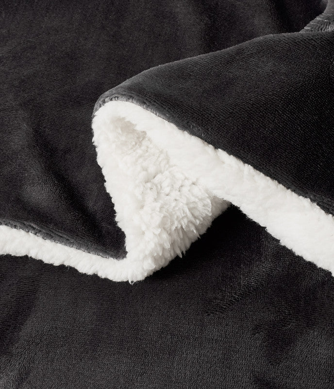 2-in-1 Teddy Sherpa Quilt Cover Set (King Size - Charcoal)