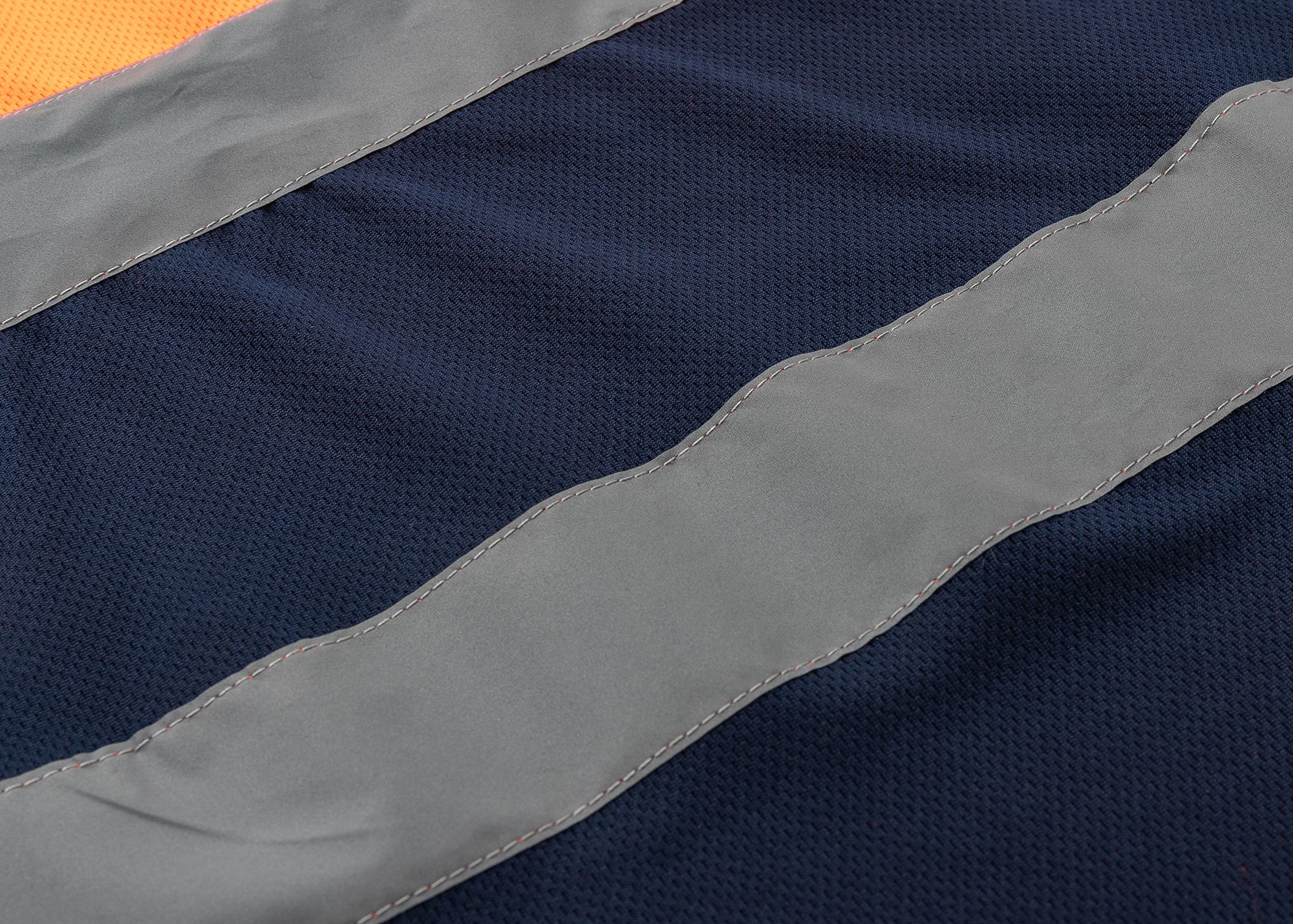 HI VIS Short Sleeve Workwear Shirt w Reflective Tape Cool Dry Safety Polo 2 Tone, Fluoro Orange / Navy, XL