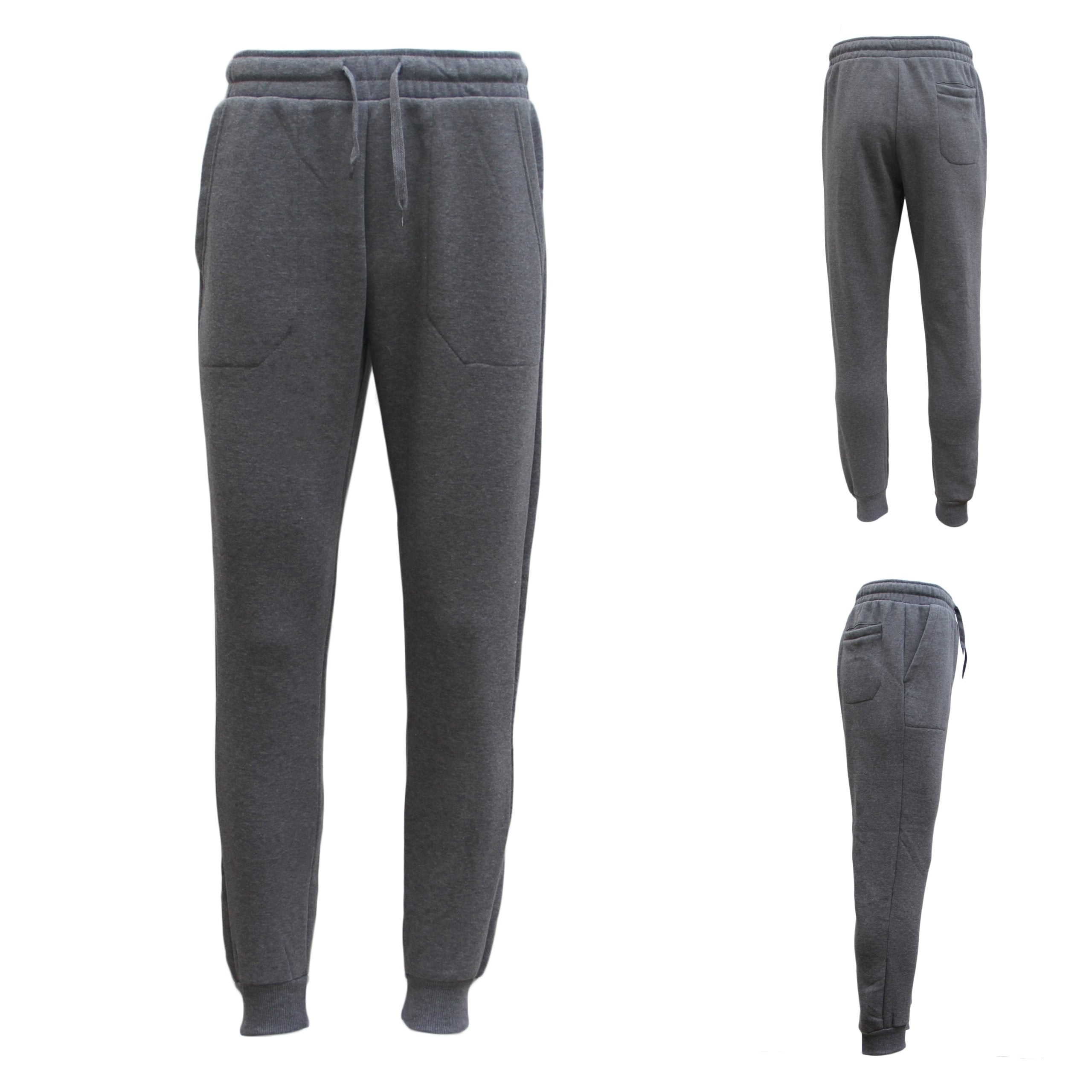 Mens Unisex Fleece Lined Sweat Track Pants Suit Casual Trackies Slim Cuff XS-6XL, Dark Grey, S