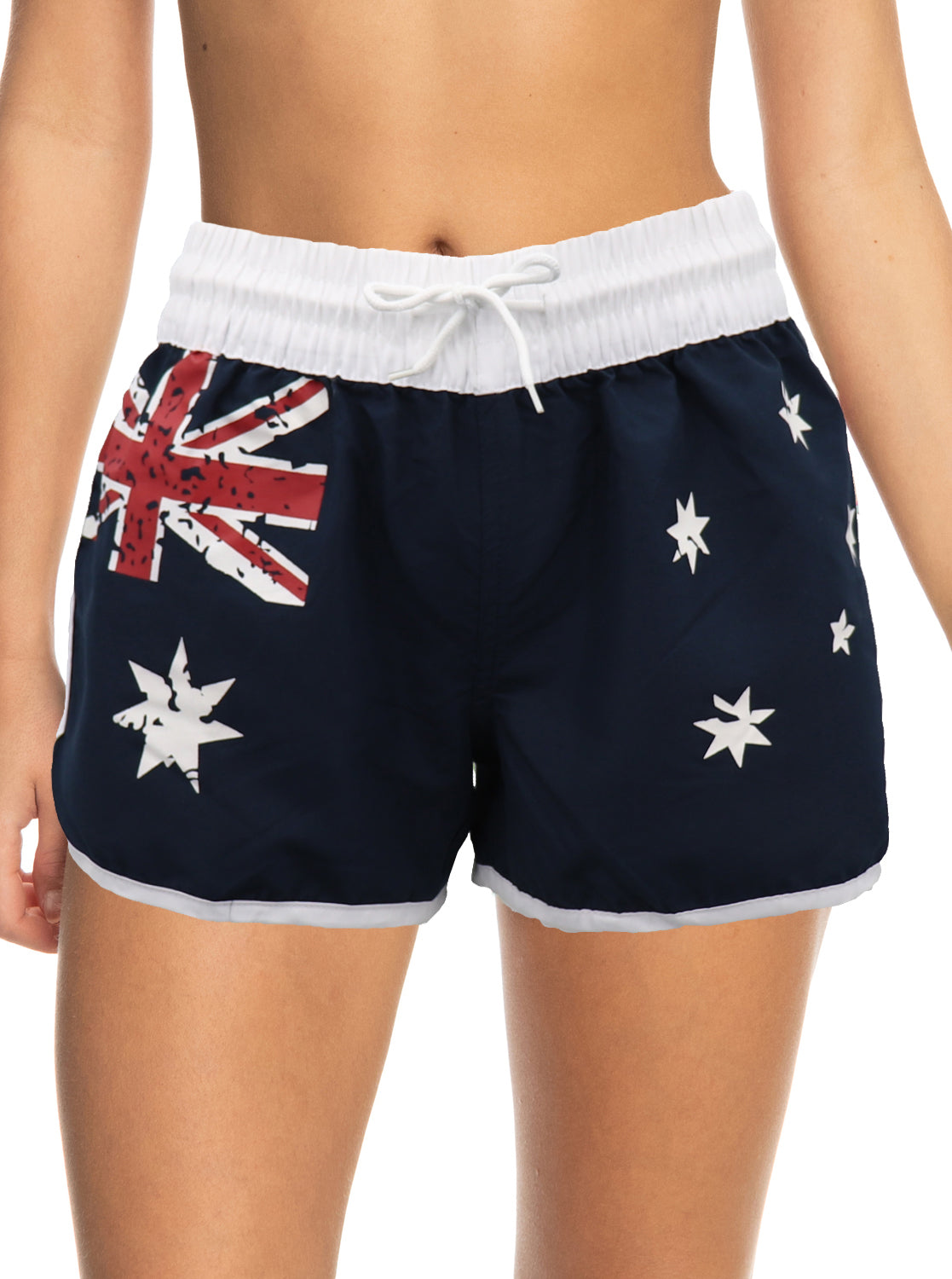 Ladies' Women's Board Shorts Australian Day Flag Gym Beach Aussie Swim Souvenir, Navy, 12