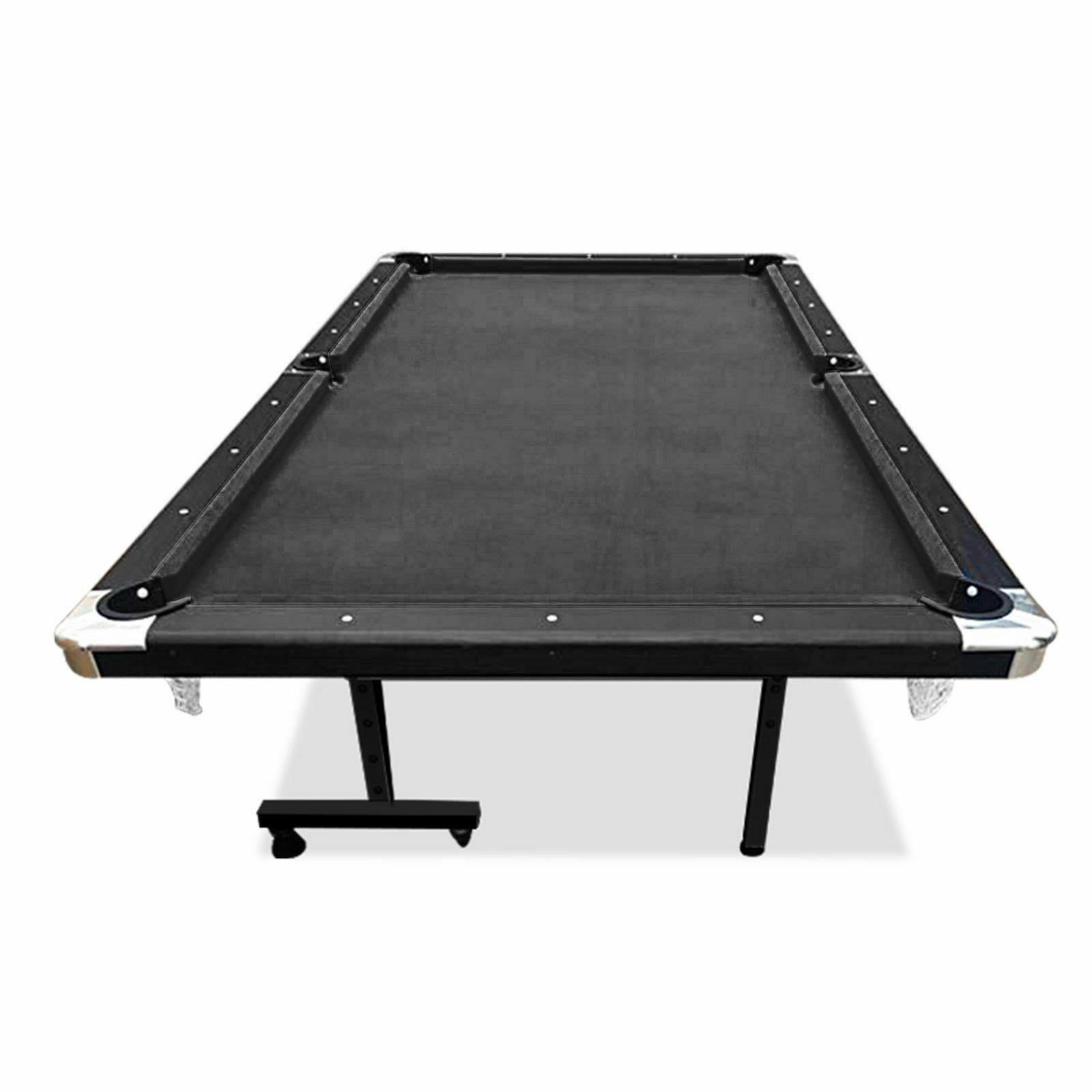 8FT Foldable Pool Table Blue/Red/Green Felt Billiard Table Free Accessory for Small Room - BLACK