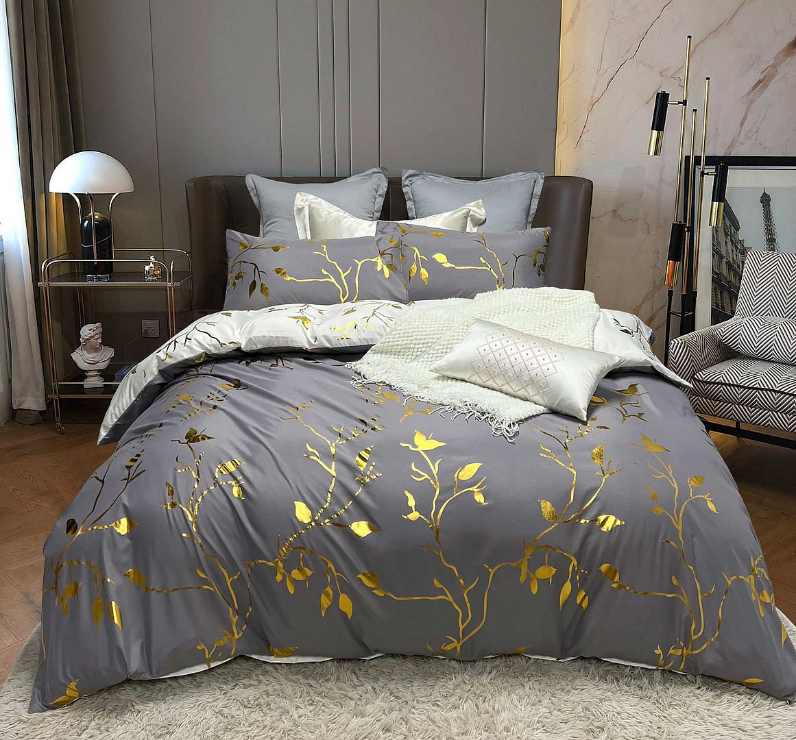 Reversible Design King Size White Duvet Quilt Cover Set