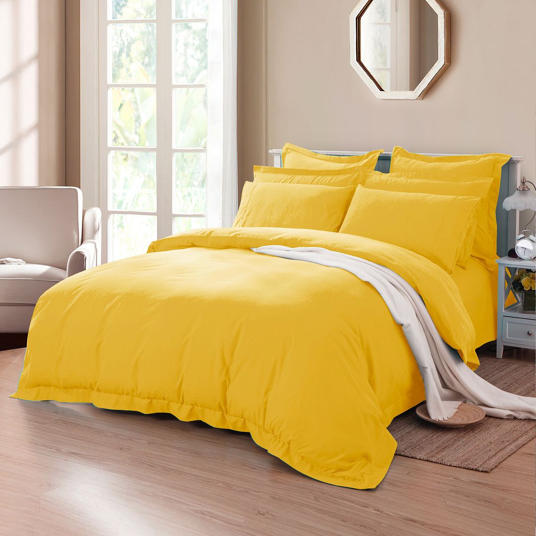 Tailored 1000TC Ultra Soft Single Size Yellow Duvet Quilt Cover Set