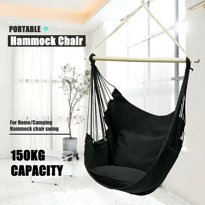 Portable Hanging Hammock Chair Swing Garden Outdoor Camping Soft  Au New