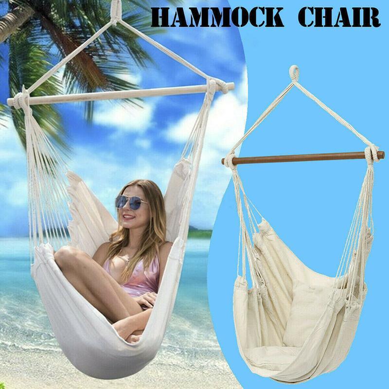 Portable Hanging Hammock Chair Swing Garden Outdoor Camping Soft  Au New