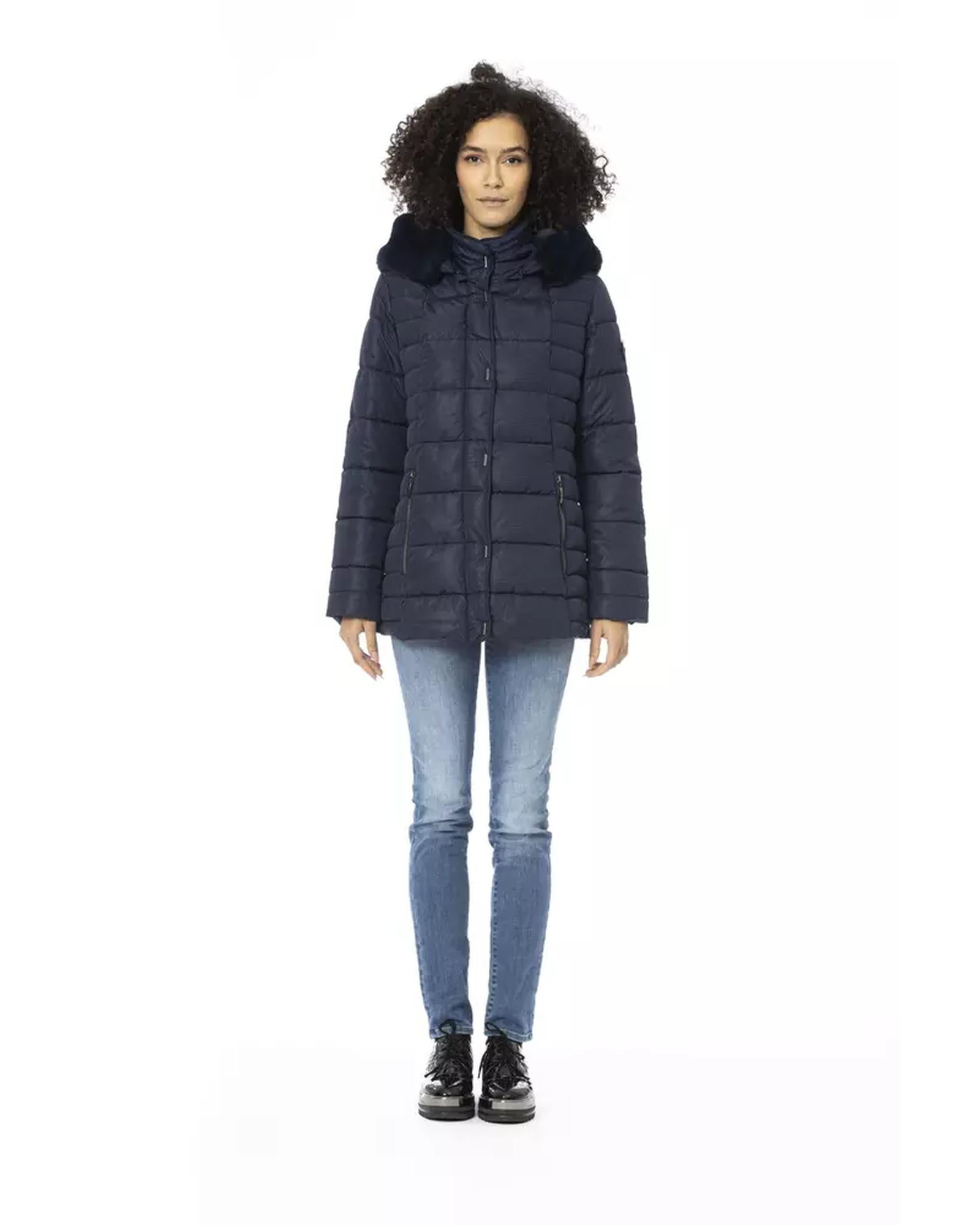 Metal Monogram Long Down Jacket with Adjustable Fur Hood 2XL Women