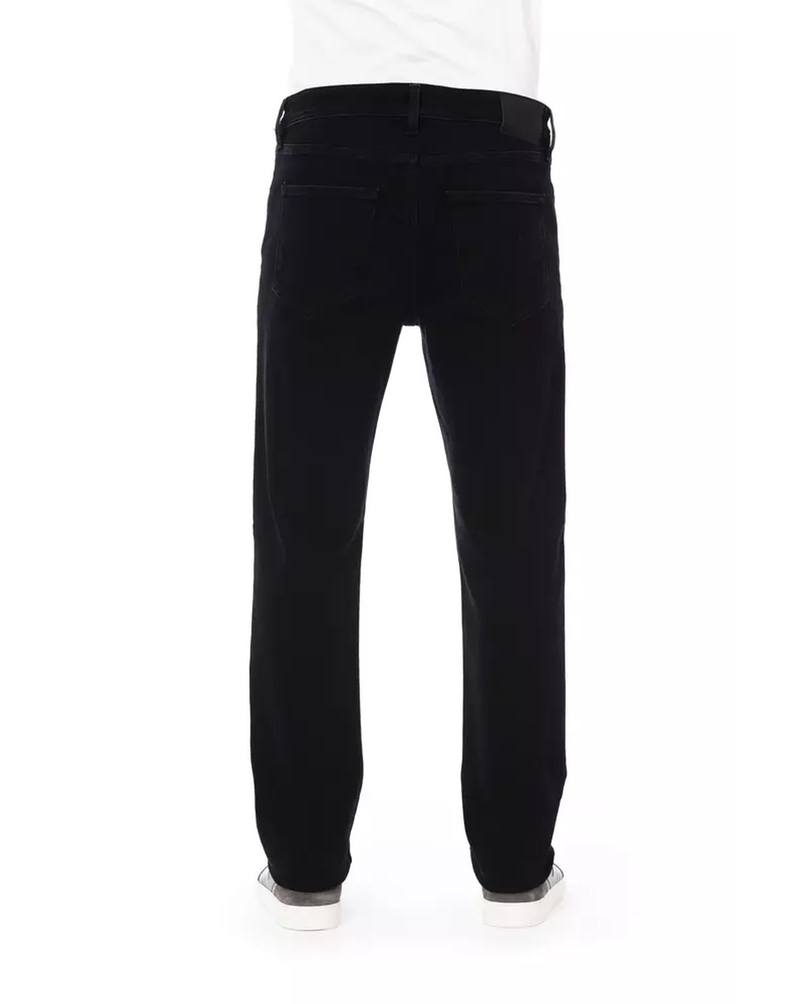 Logo Button Regular Man Jeans with Tricolor Insert and Rear Pockets W33 US Men