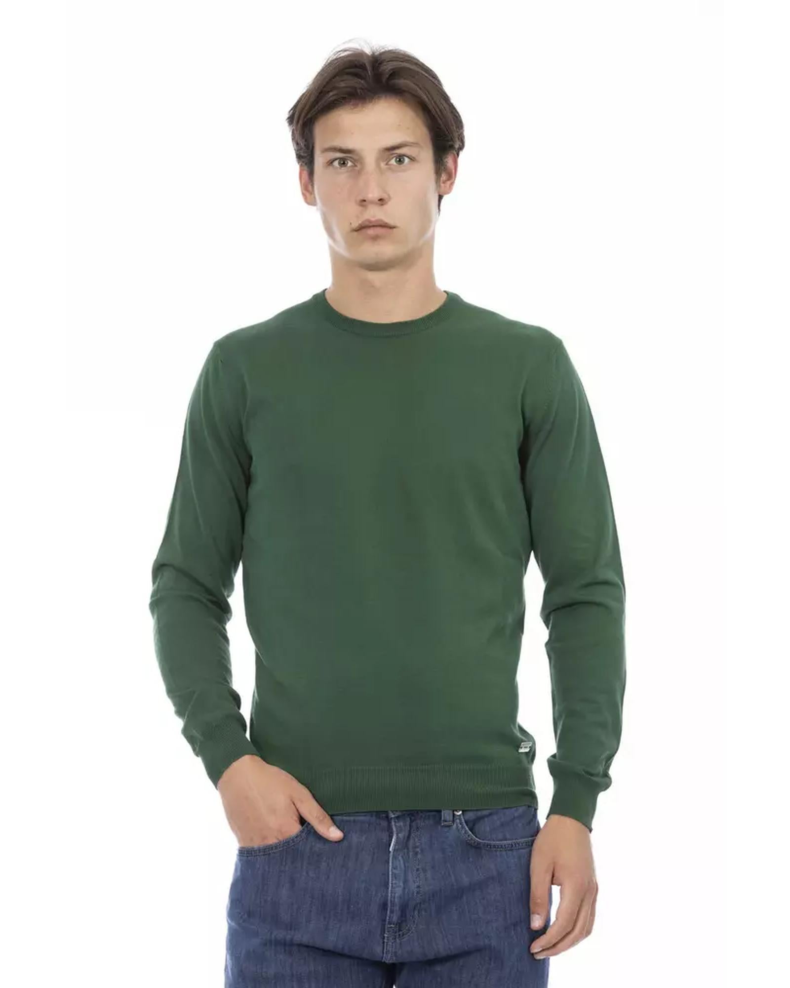 Long-sleeve Ribbed Crew Neck Sweater with Logo Insert 2XL Men