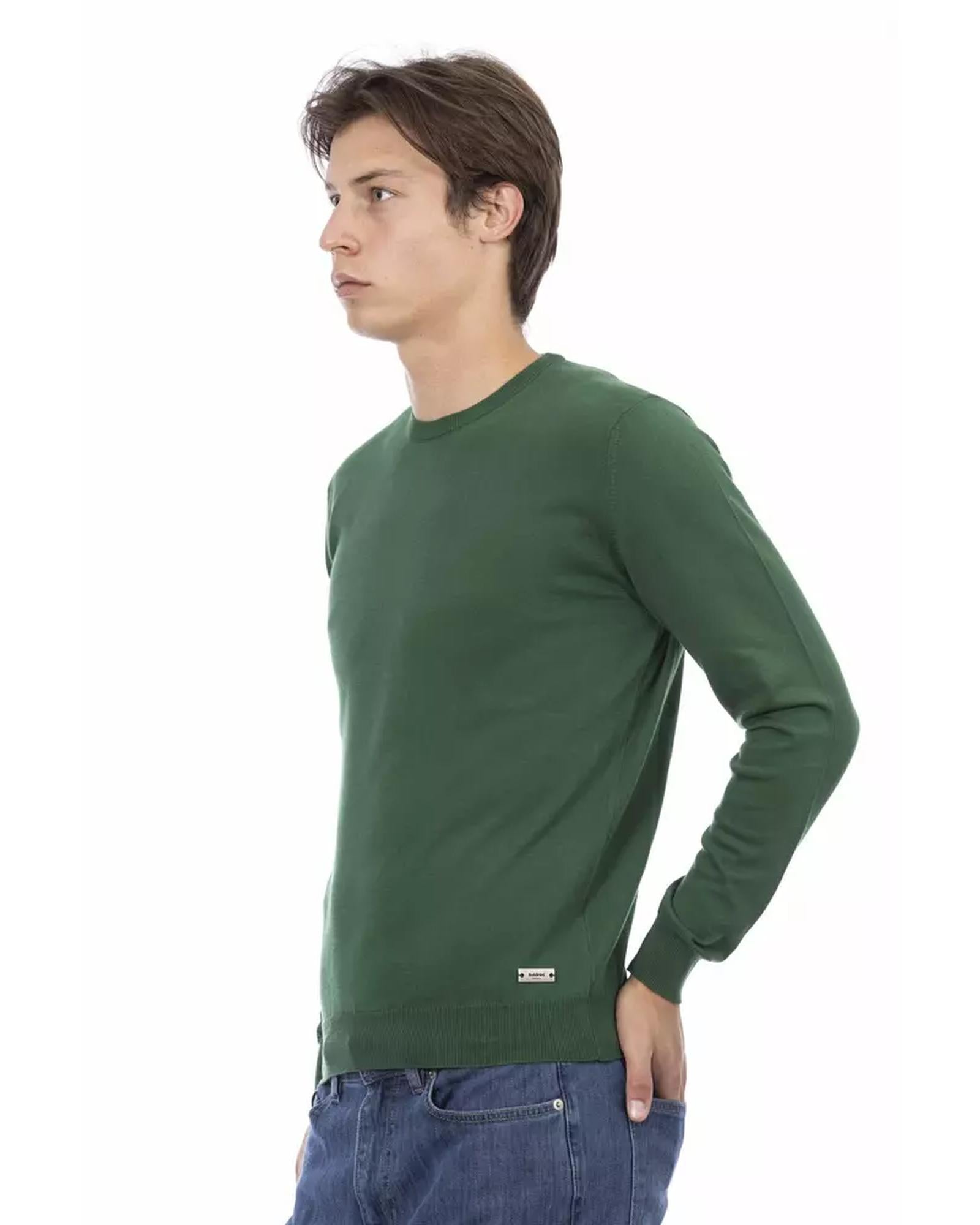 Long-sleeve Ribbed Crew Neck Sweater with Logo Insert 2XL Men