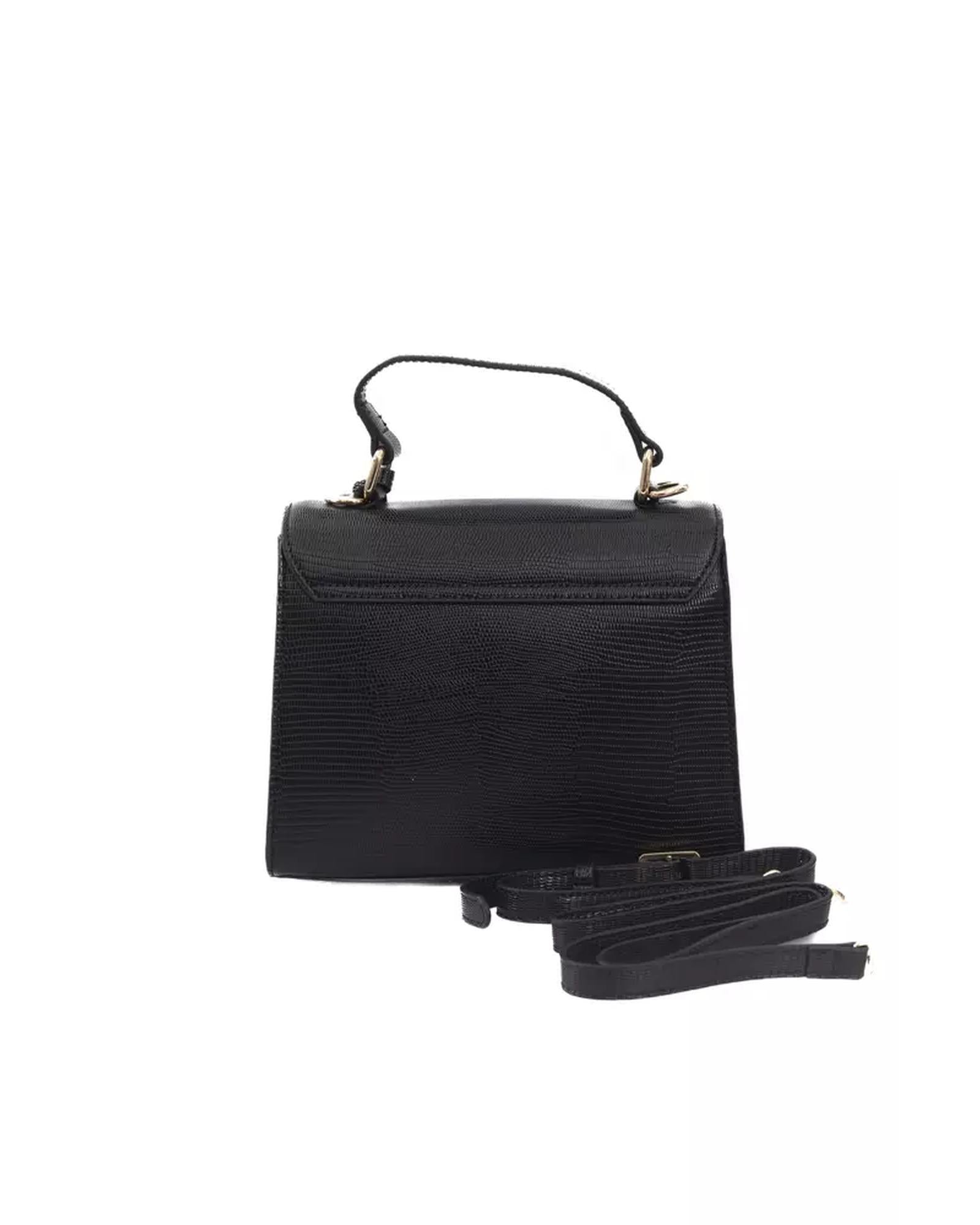 Golden Logoed Flap Shoulder Bag with Internal Compartments