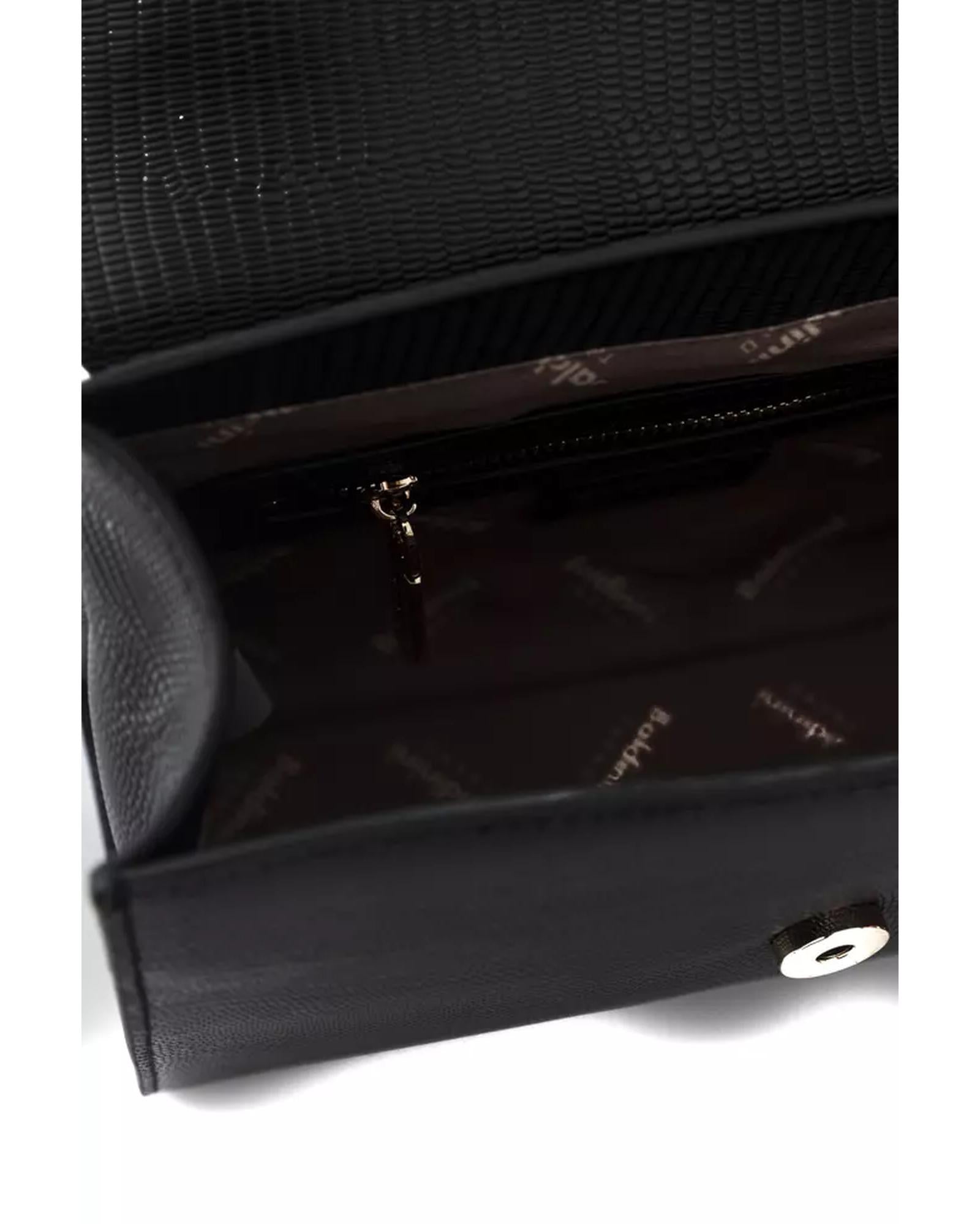 Golden Logoed Flap Shoulder Bag with Internal Compartments