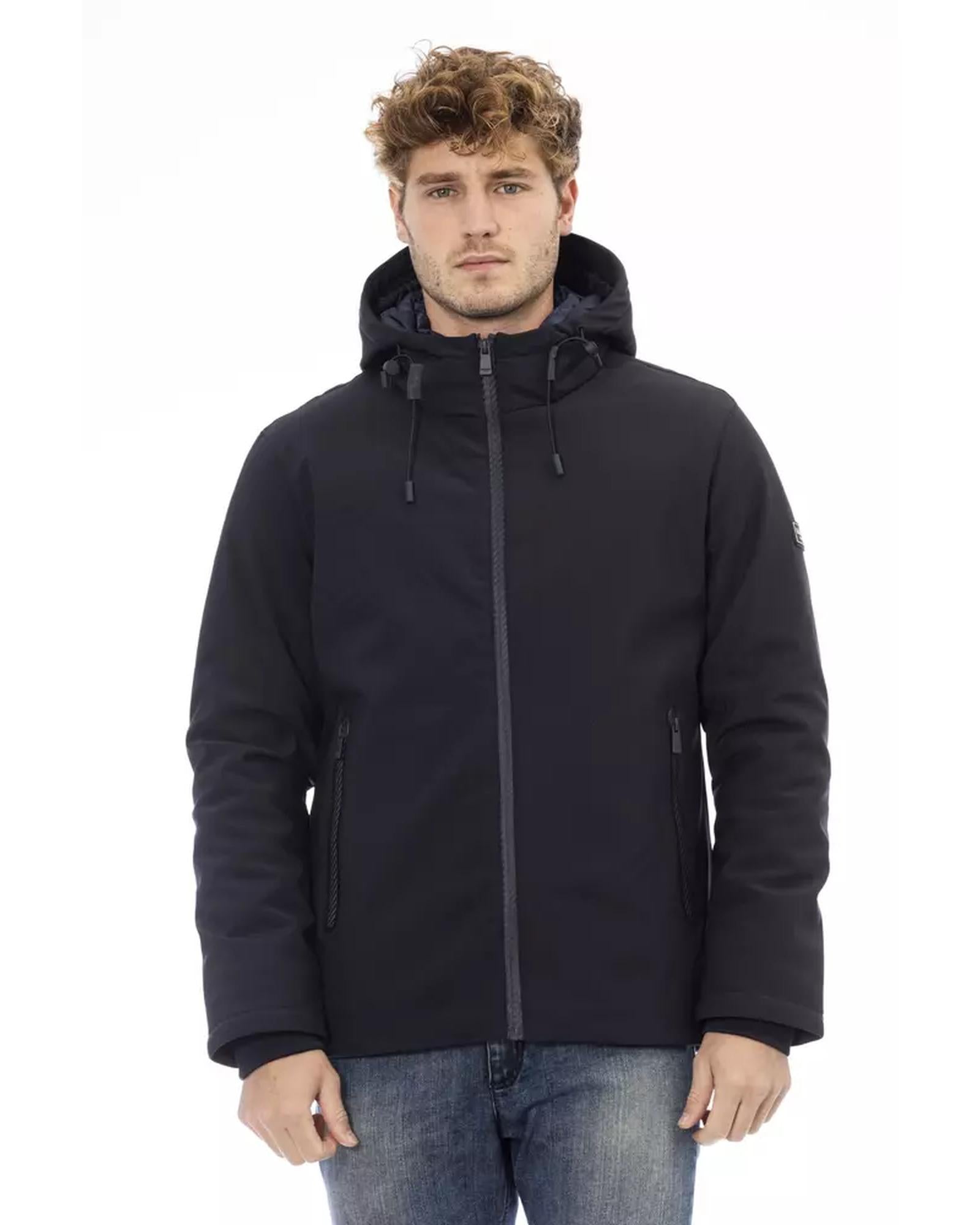 External Threaded Pocket Jacket with Logo Zipper Closure M Men