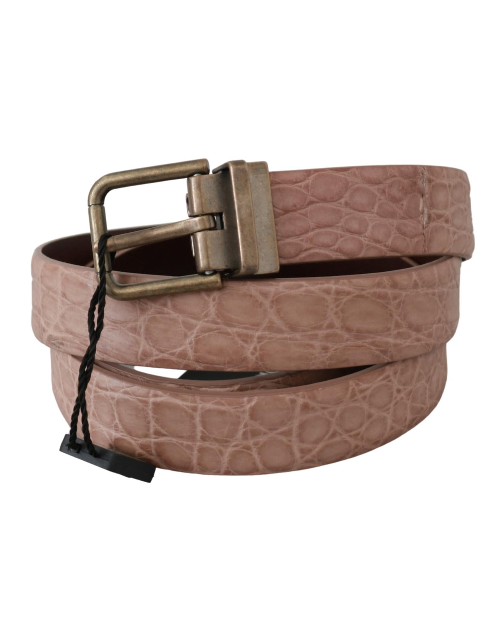Stunning Dolce &amp; Gabbana Exotic Skin Belt with Brushed Gold Buckle 90 cm Men