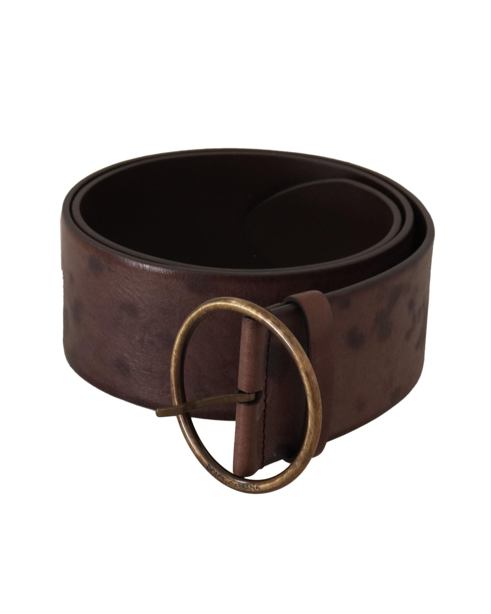 Authentic Dolce &amp; Gabbana Leather Belt with Engraved Logo Buckle 90 cm Women