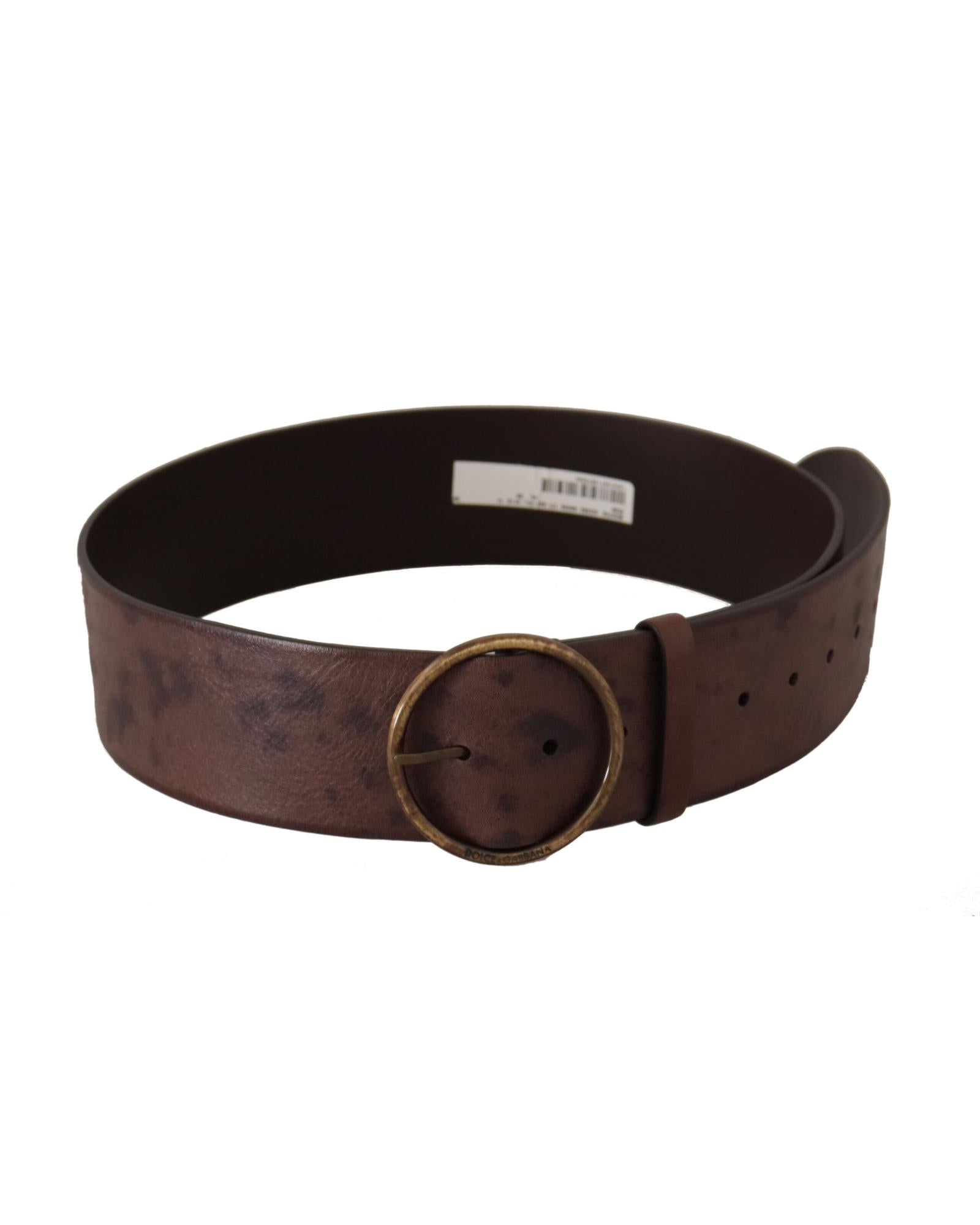 Authentic Dolce &amp; Gabbana Leather Belt with Engraved Logo Buckle 90 cm Women