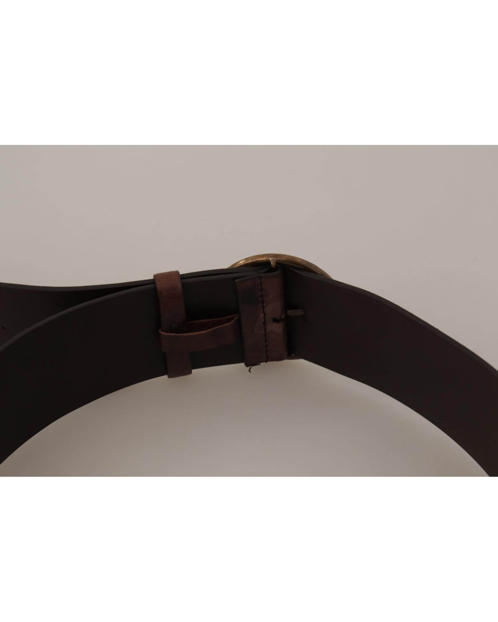Authentic Dolce &amp; Gabbana Leather Belt with Engraved Logo Buckle 90 cm Women