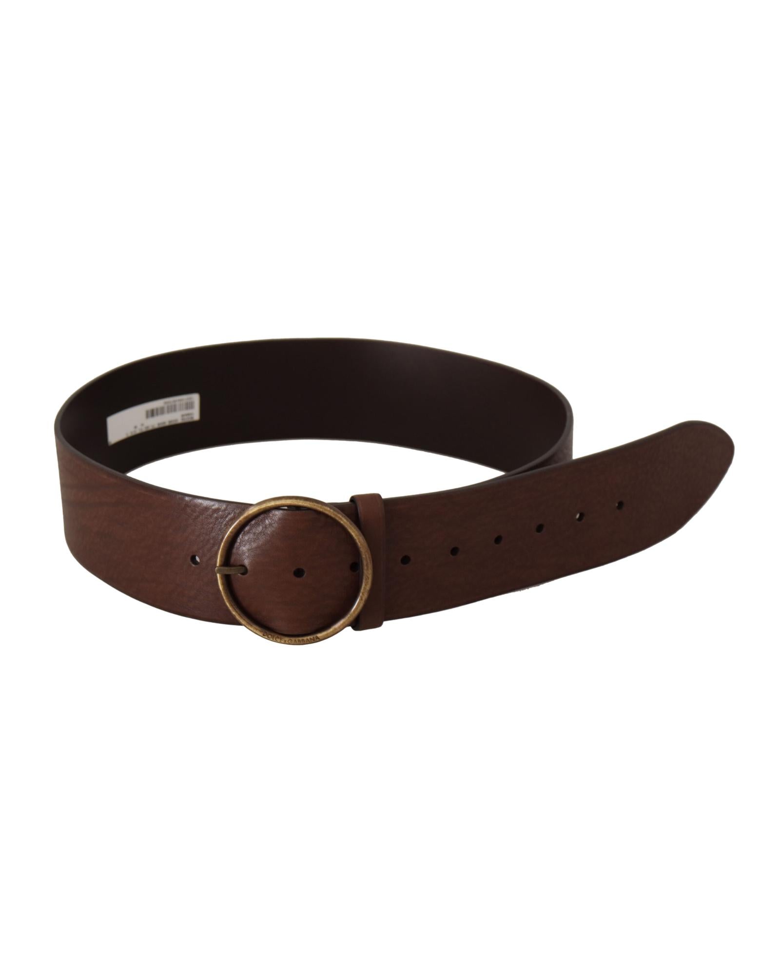 Authentic Dolce &amp; Gabbana Logo Engraved Leather Belt 90 cm Women