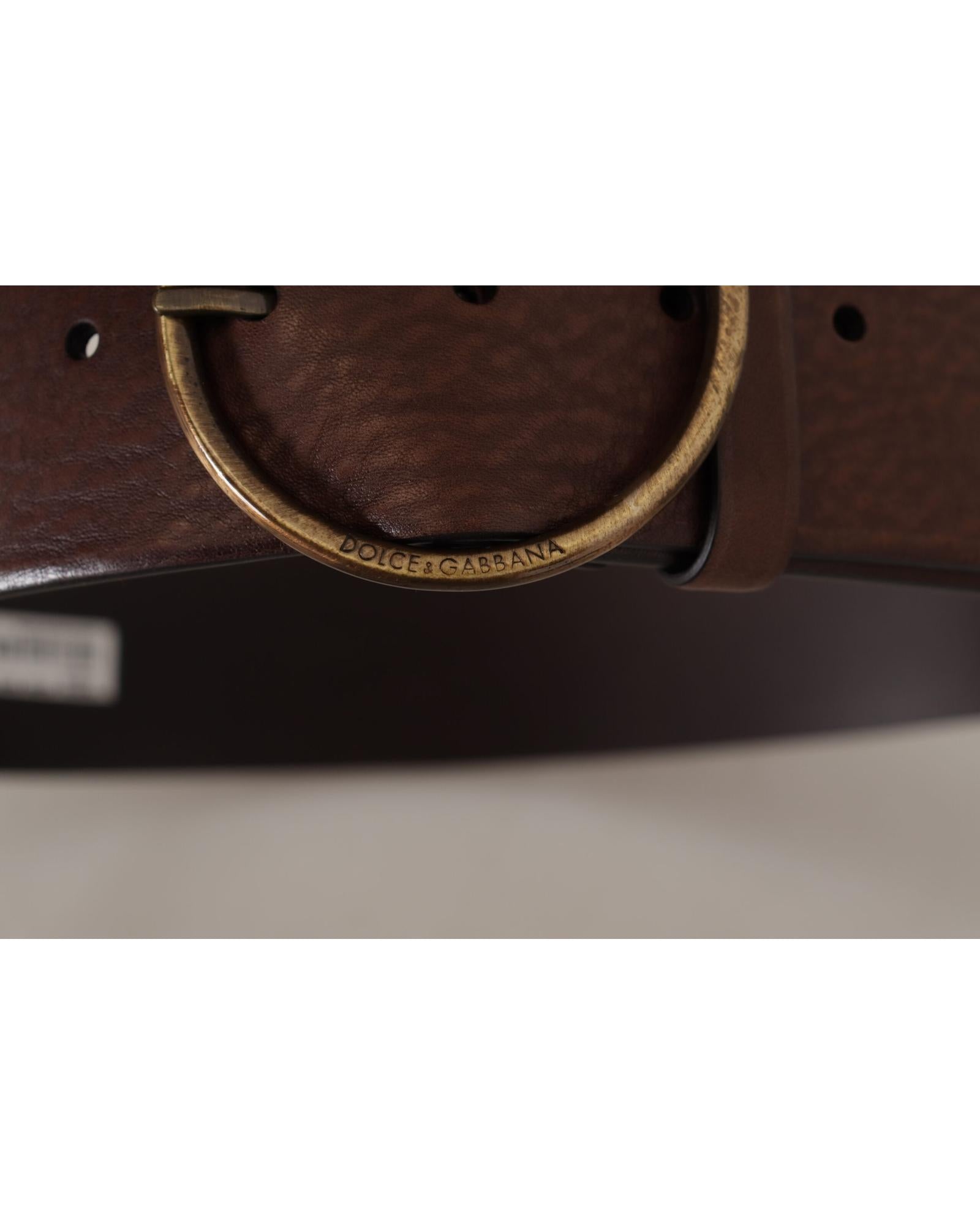 Authentic Dolce &amp; Gabbana Logo Engraved Leather Belt 90 cm Women