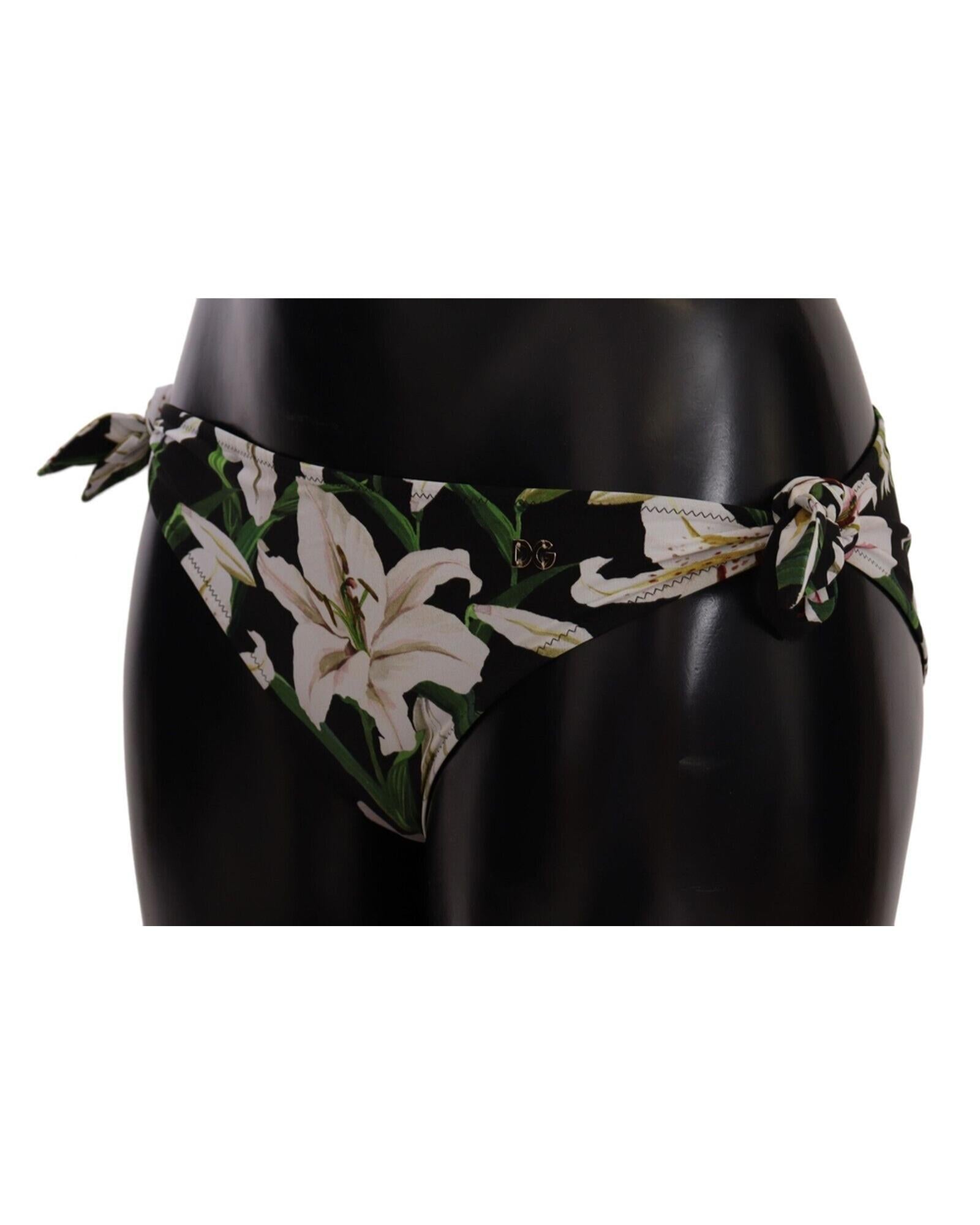 Lilies Print Drawstring Bikini Bottom by Dolce &amp; Gabbana XL Women