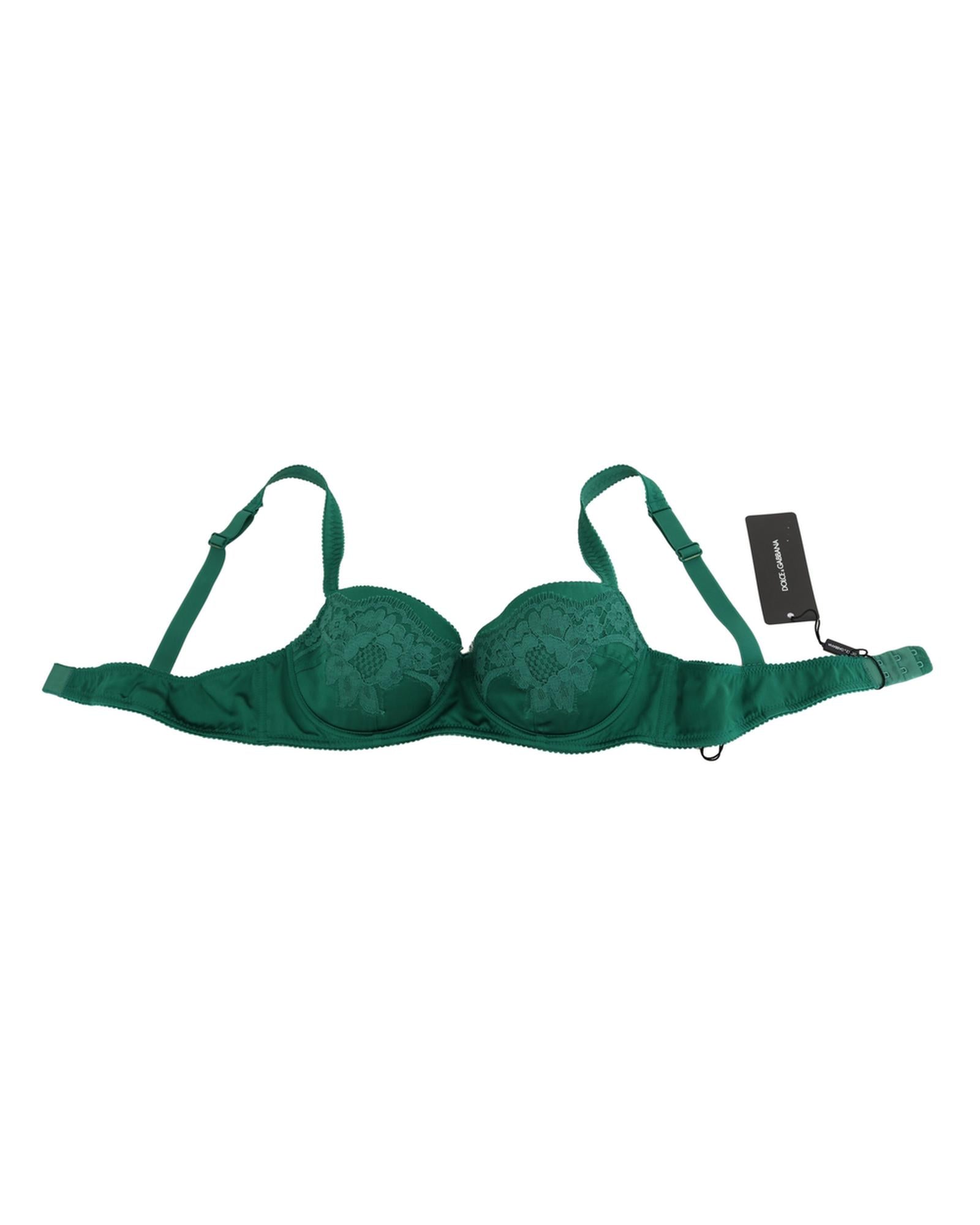 Green Floral Lace Silk Stretch Balconcino Bra by Dolce &amp; Gabbana 2 IT Women