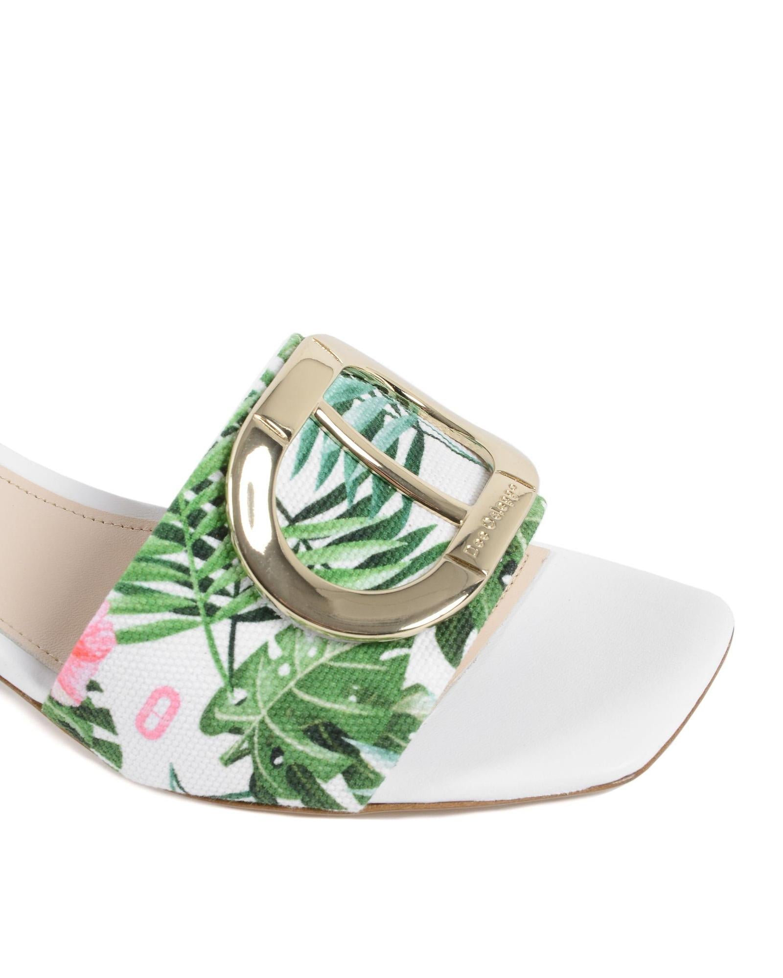 Printed Canvas Flat Mule - 385 EU