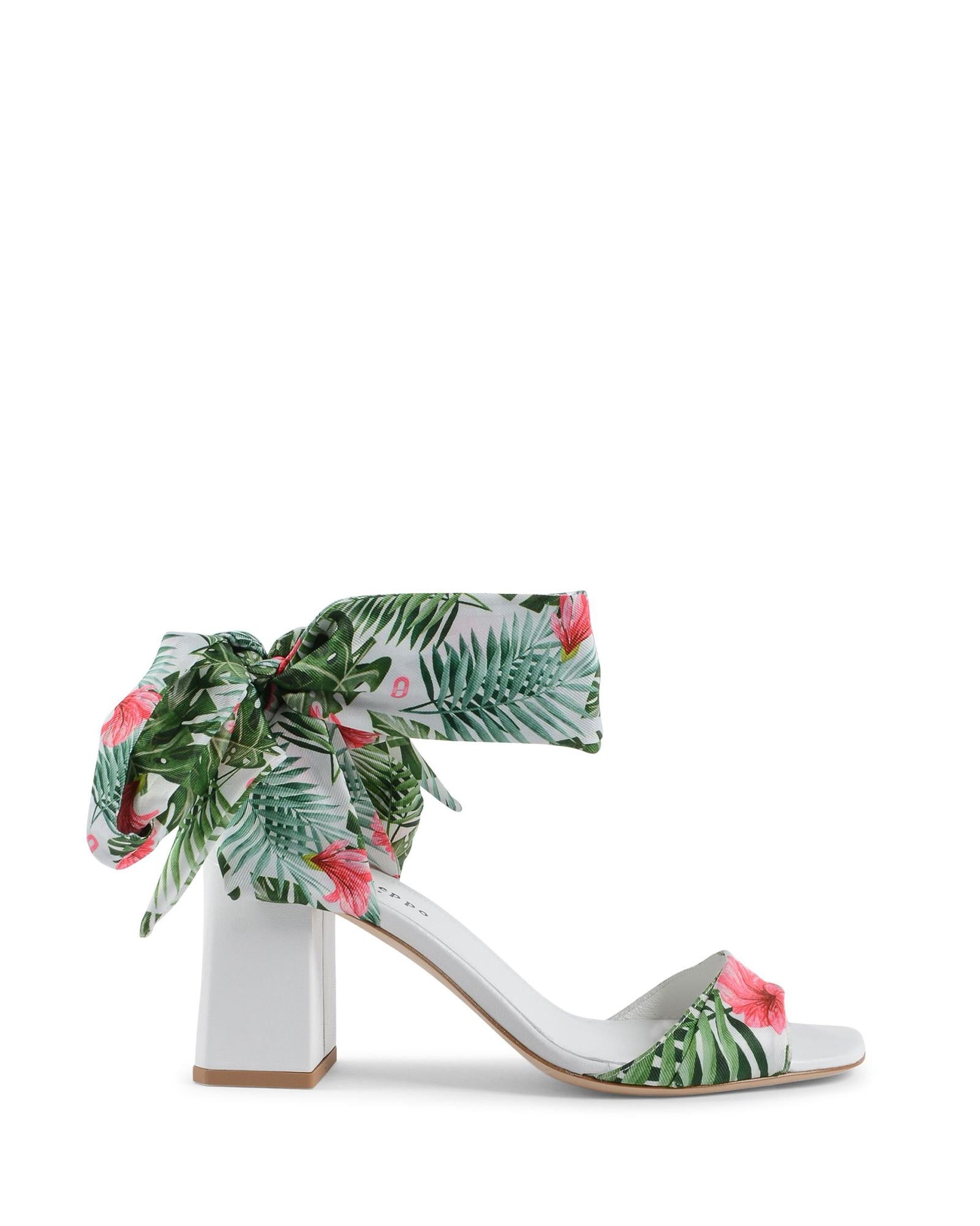 Silk Printed Heeled Sandal - 385 EU