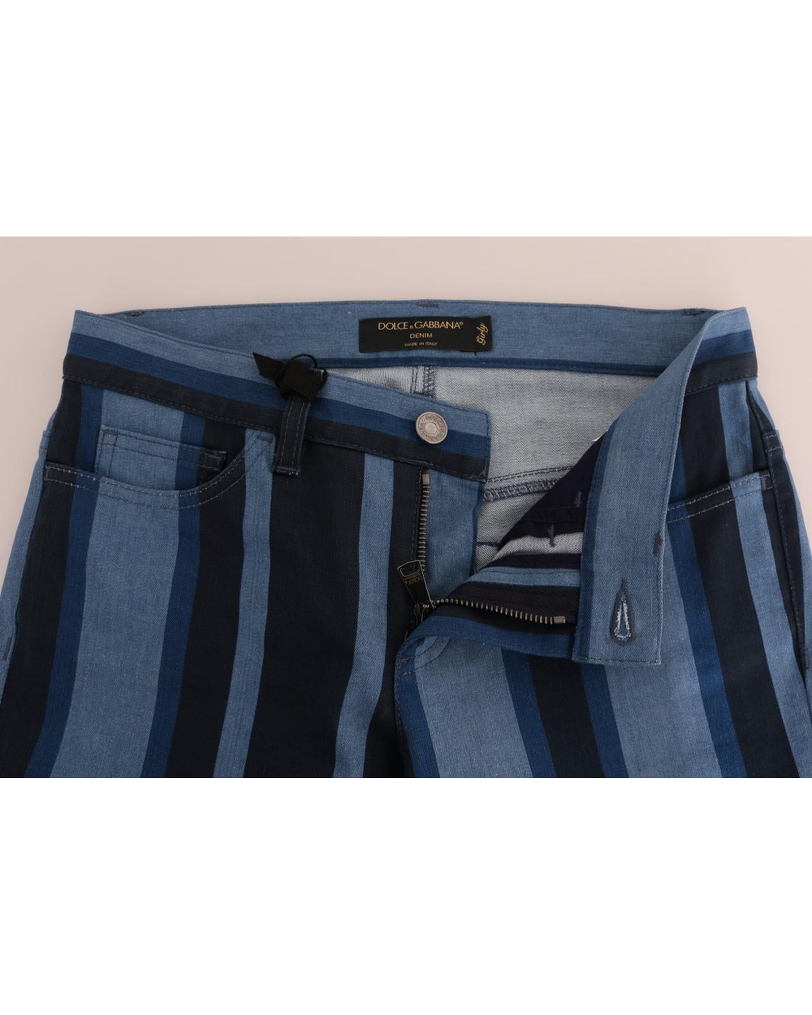 Blue Striped Cotton Stretch Denim Jeans - Dolce &amp; Gabbana 36 IT Women