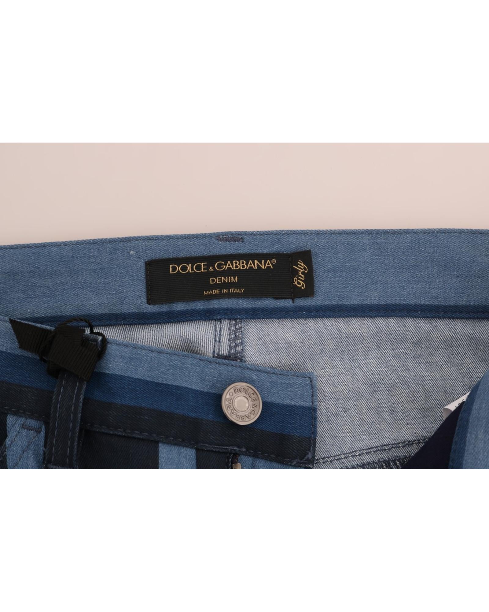 Blue Striped Cotton Stretch Denim Jeans - Dolce &amp; Gabbana 36 IT Women