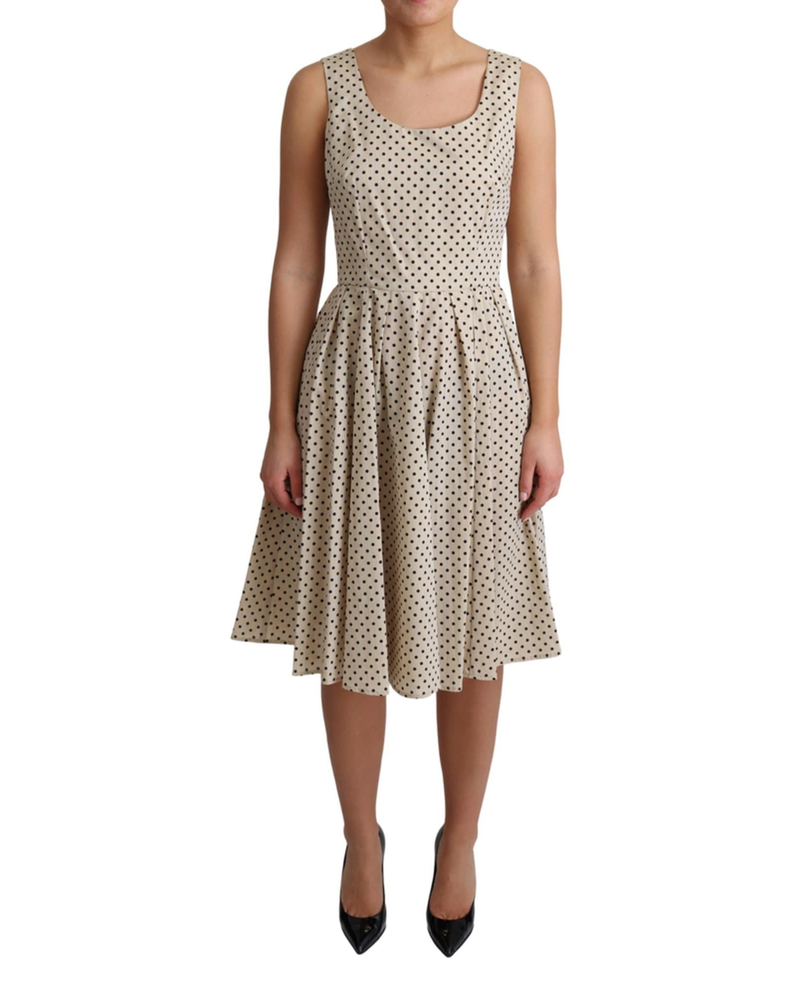 Sleeveless A-line Dress with Polka Dot Pattern 40 IT Women