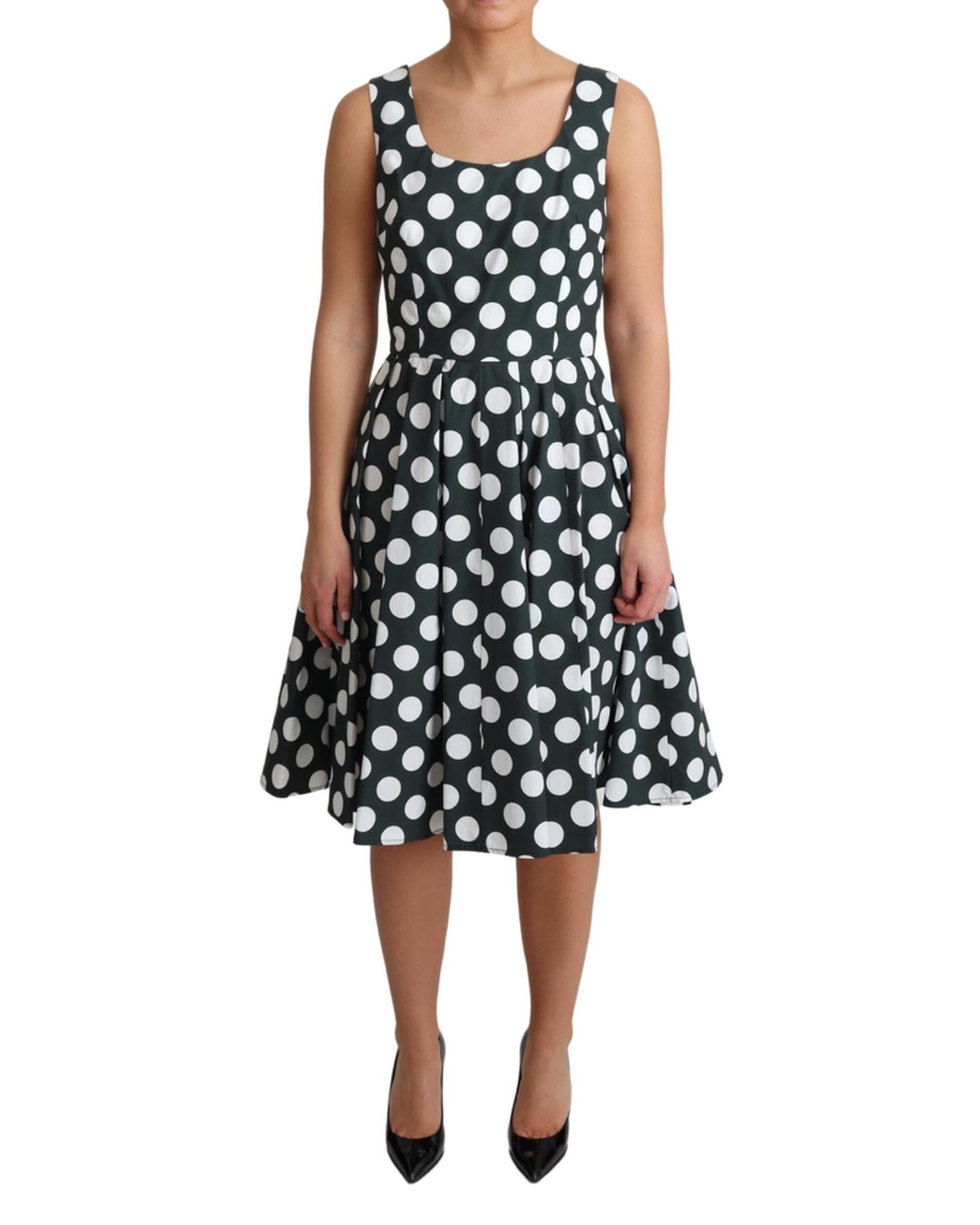 Dolce &amp; Gabbana Sleeveless A-Line Dress with Polka Dots 42 IT Women