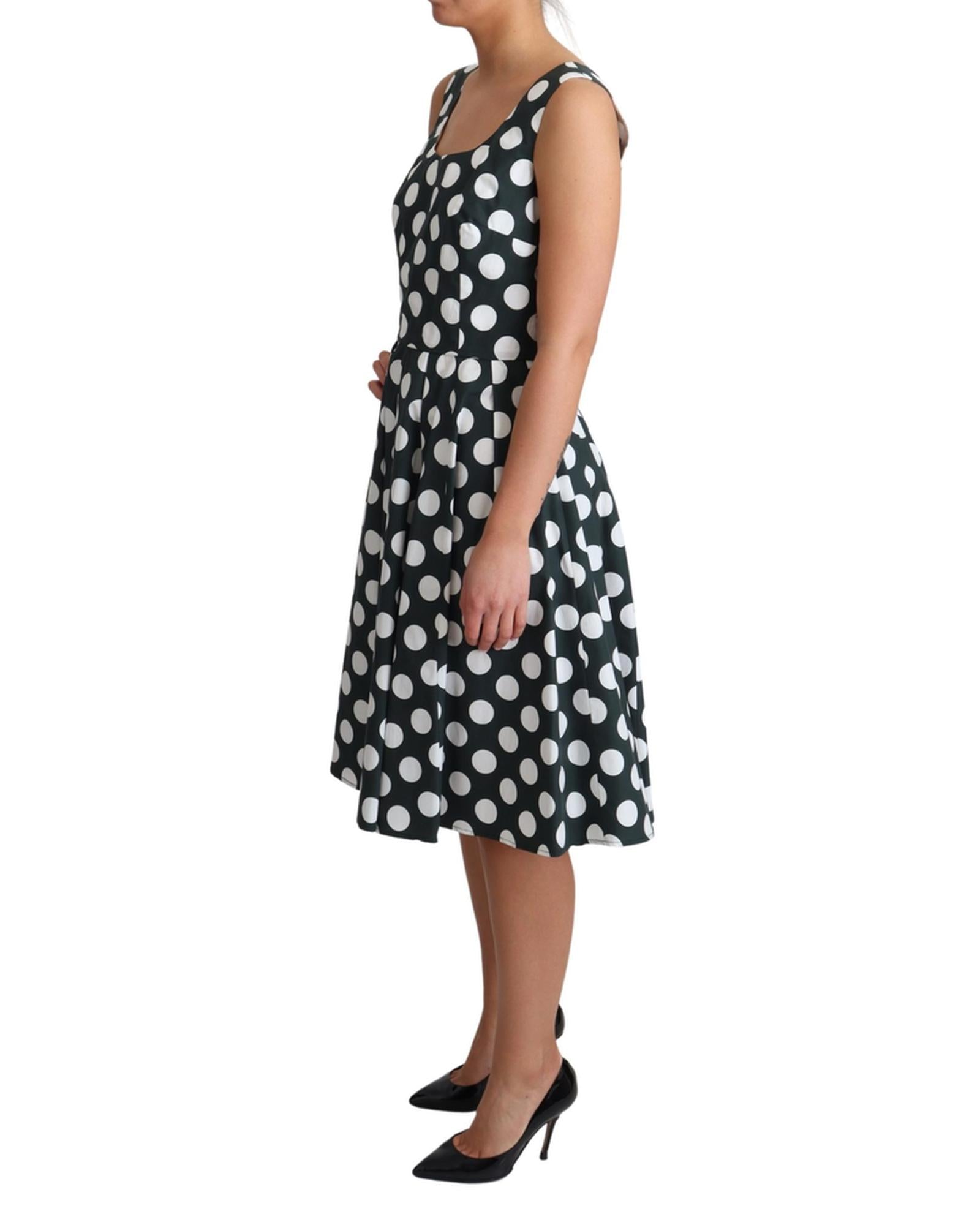 Dolce &amp; Gabbana Sleeveless A-Line Dress with Polka Dots 42 IT Women