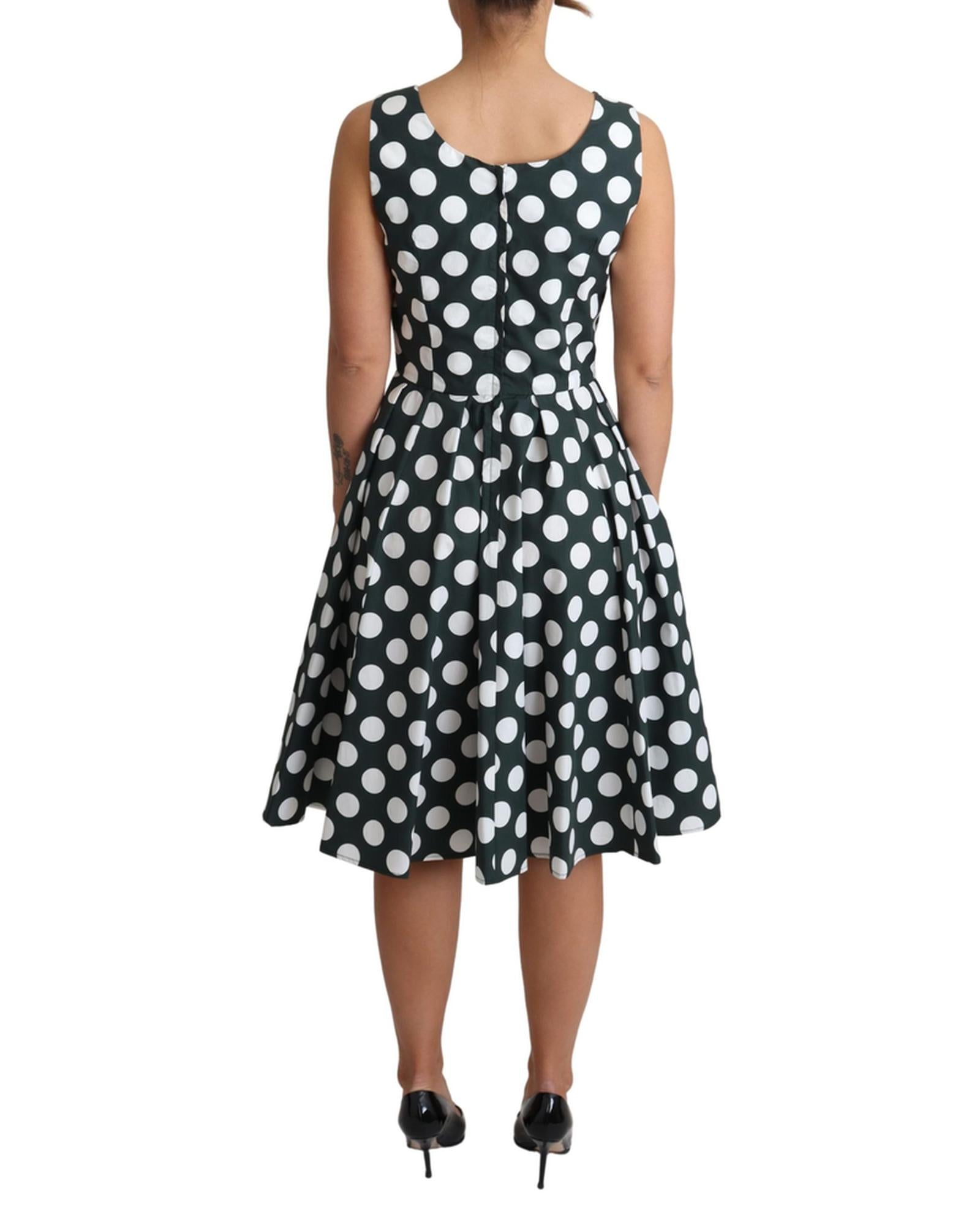 Dolce &amp; Gabbana Sleeveless A-Line Dress with Polka Dots 42 IT Women