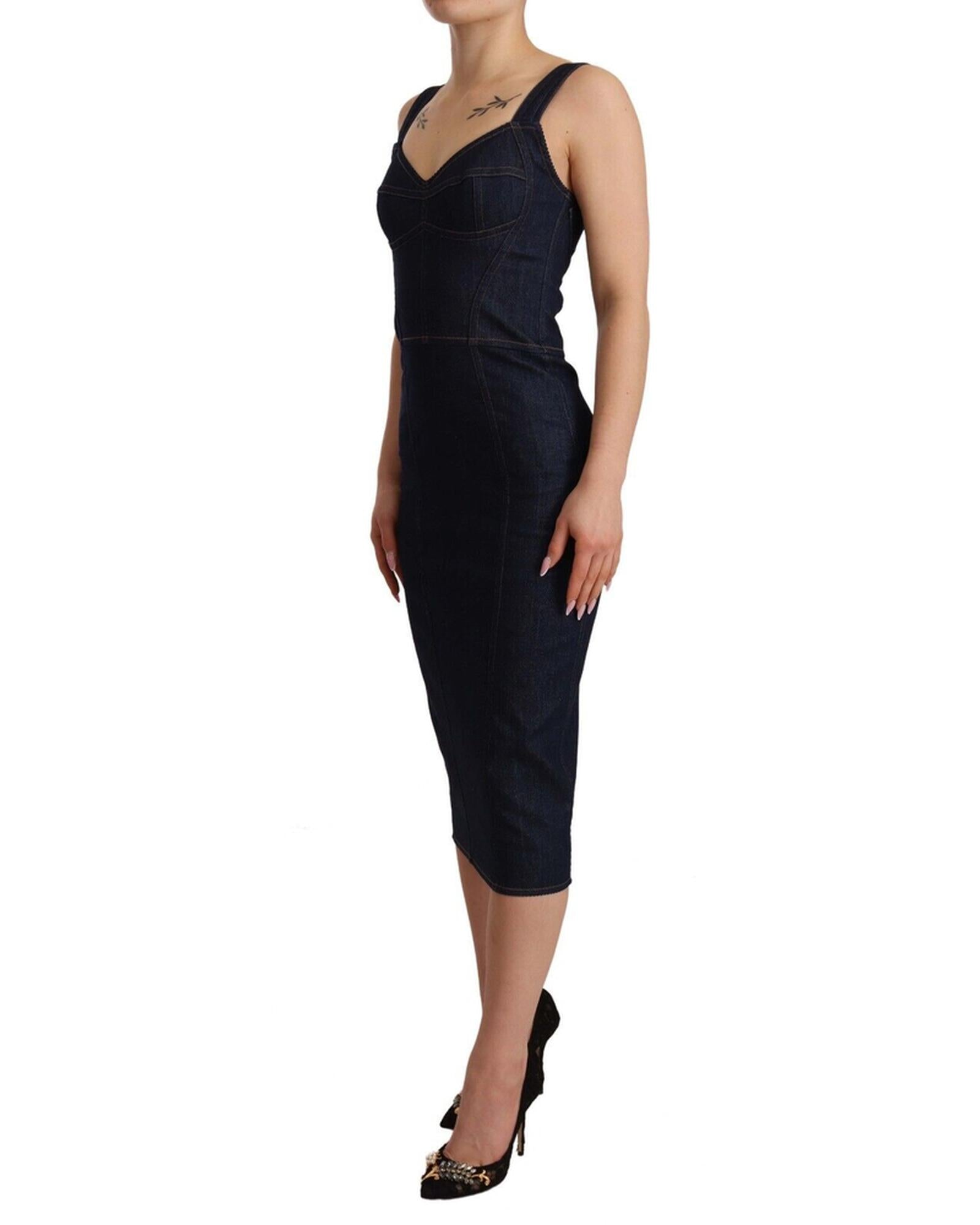 Gorgeous Dolce &amp; Gabbana Denim Sleeveless Sheath Midi Dress 38 IT Women